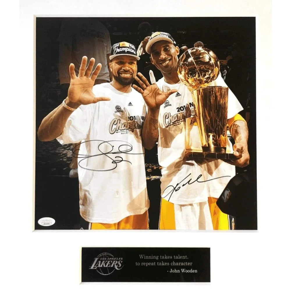 Kobe Bryant & Derek Fisher Autographed Lakers Photo - Framed Memorabilia with JSA COA - Perfect for Lakers Fans, Sports Collectors & NBA Memorabilia Displays