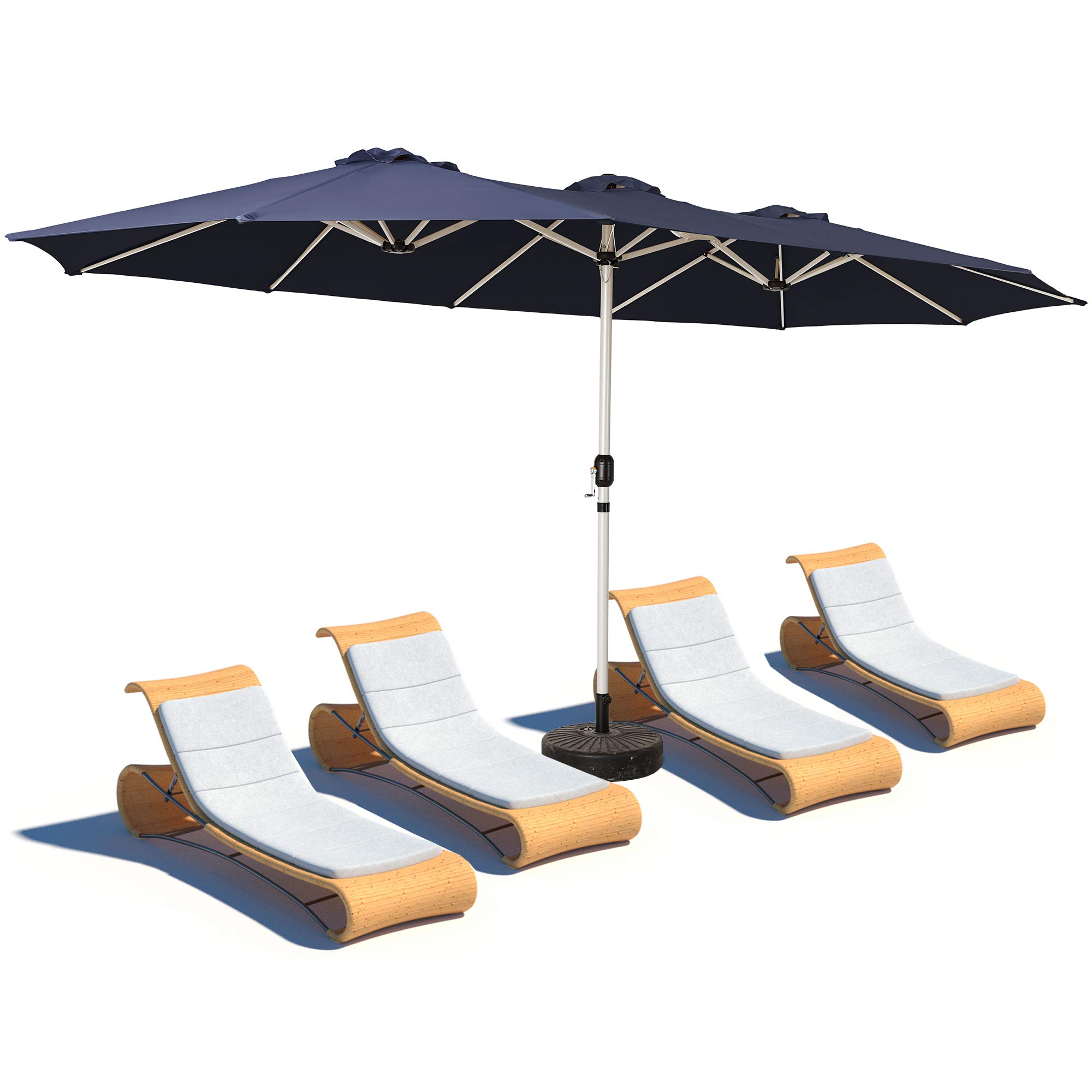 JEAREY 15x9FT Double-Sided Extra Large Outdoor Market Umbrella with Crank - Perfect for Pool, Garden, Beach, Deck & Patio Shade | Commercial & Residential Use