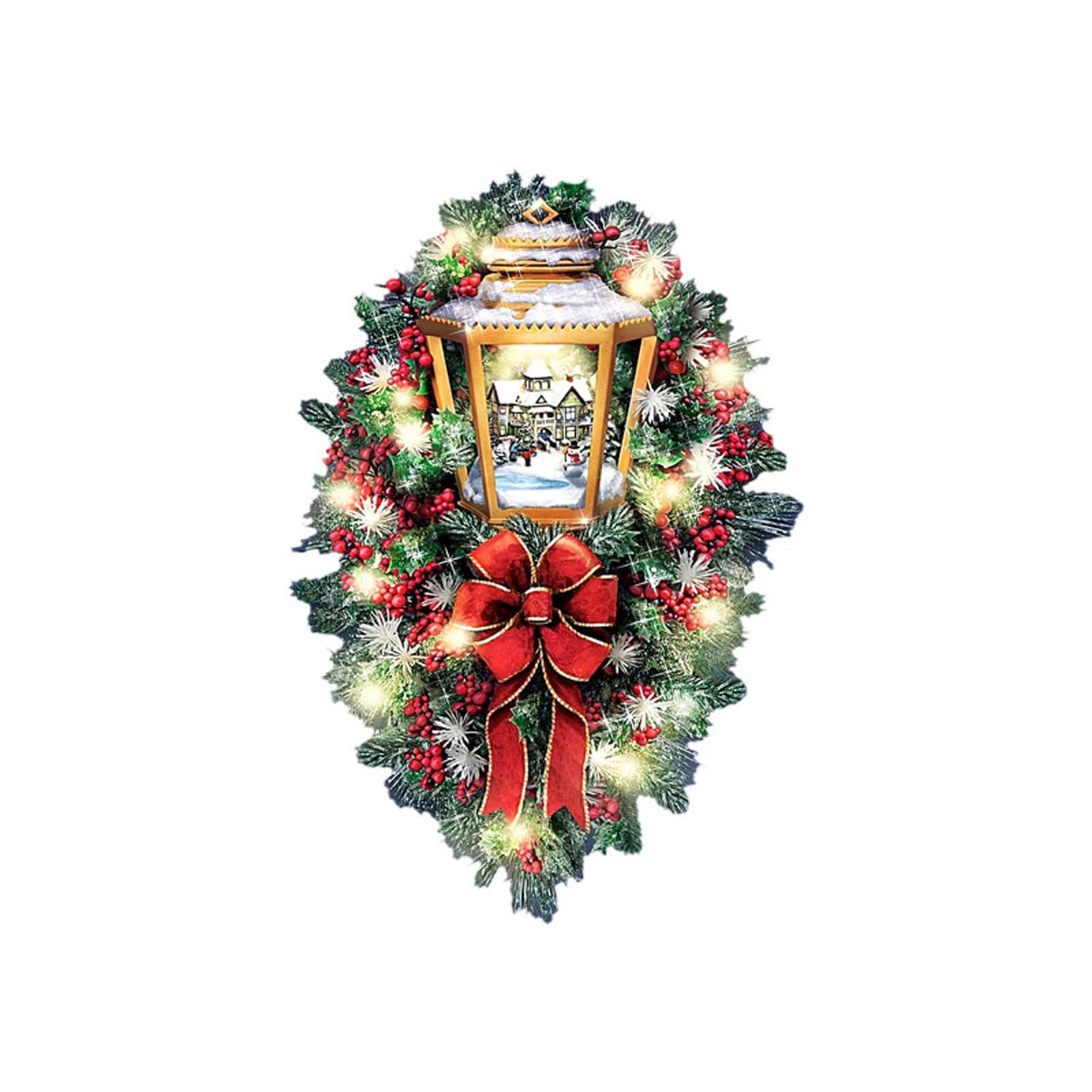 XUnion Christmas Window Stickers - 2x57x2 Inch Holiday Wreath & Bow Decals for Glass Decorations | Perfect for Home, Office & Store Holiday Decor