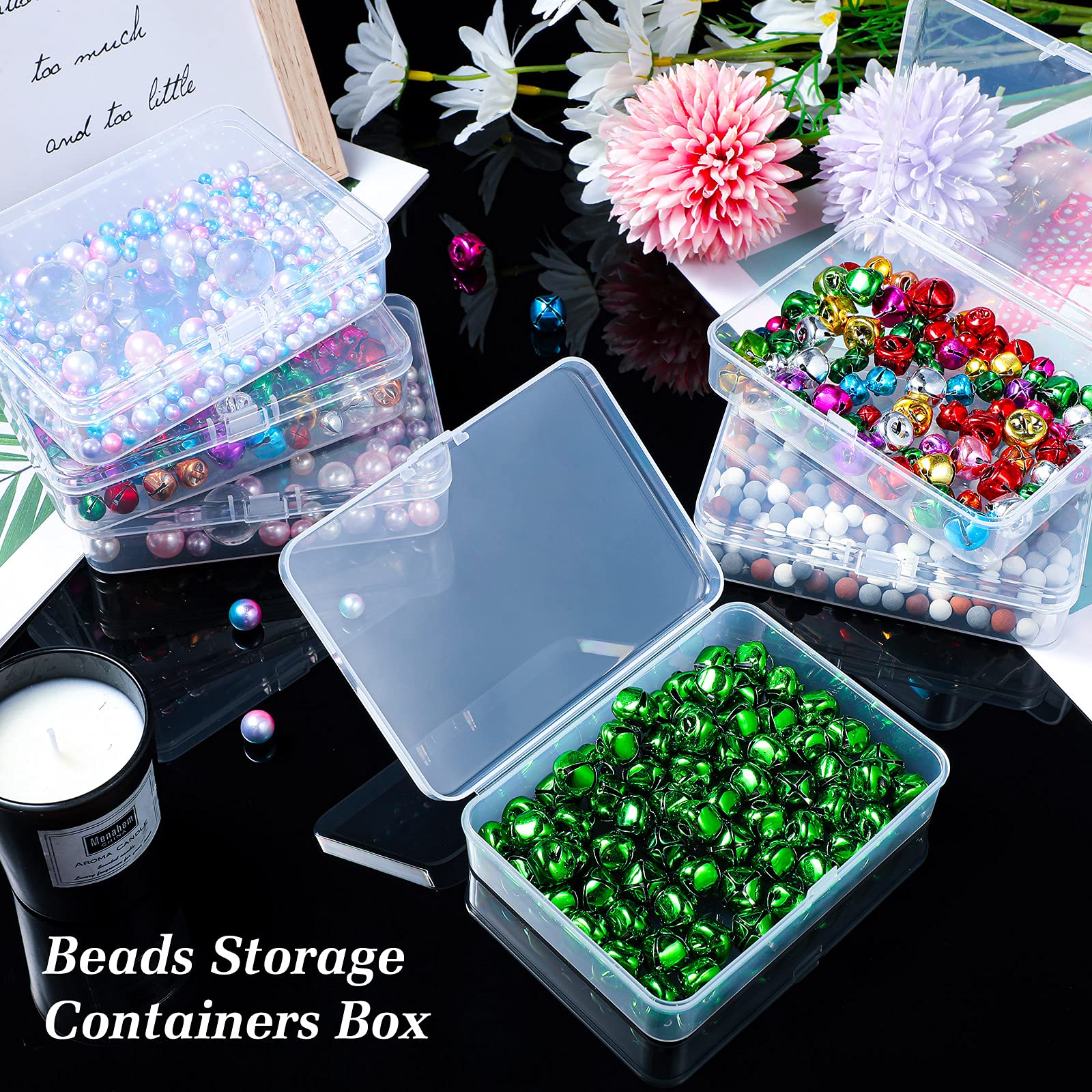 6-Piece Mini Clear Plastic Bead Storage Containers - Organize Small Items, Beads, Jewelry, Business Cards & Crafts (4.45