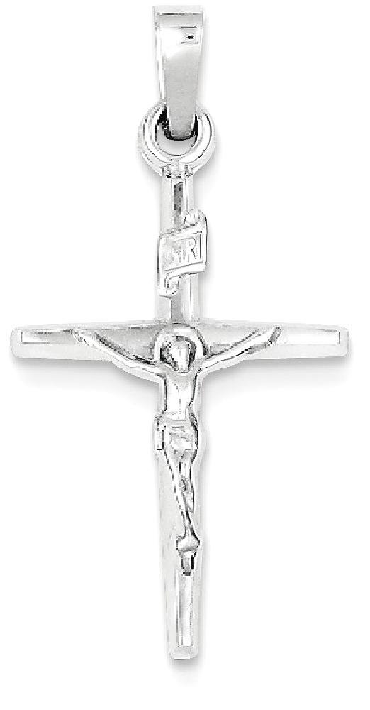 14K Solid White Gold Jesus Christ Crucifix Necklace - Religious Cross Pendant for Women & Men - Perfect for Baptism, First Communion & Daily Faith Jewelry