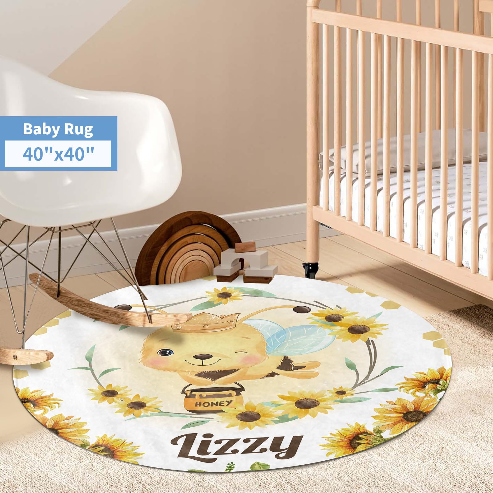 Personalized Baby Crib Bedding Set - 5 Piece Custom Nursery Set with Name for Boys & Girls | Sunflower Bee Theme Crib Set | Perfect Baby Shower Gift & Nursery Decor for Toddlers & Newborns