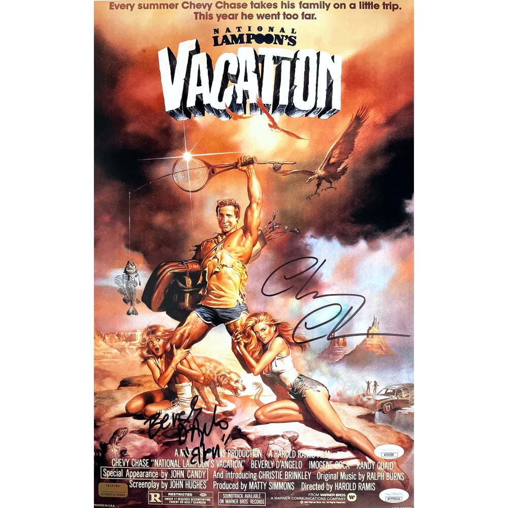Chevy Chase & Beverly D'Angelo Signed Vacation Movie Poster 11x17 - JSA Certified Autograph Collectible for Movie Memorabilia Fans & Home Theater Decor