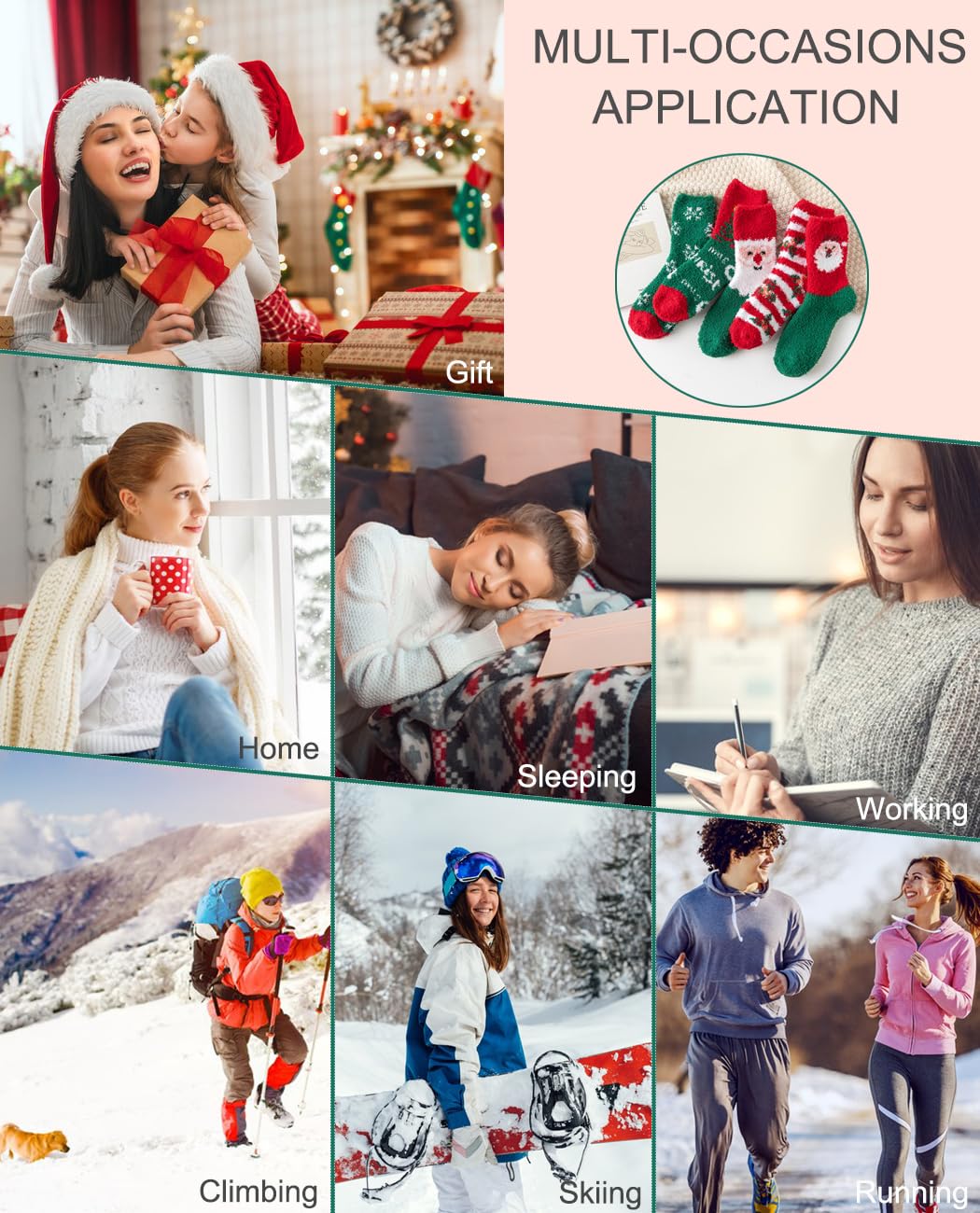 5 Pairs Women's Thermal Winter Socks - Thick Wool Knit Bed Socks for Ladies - Warm Cozy Christmas Gifts for Her - Perfect for Cold Weather & Indoor Comfort