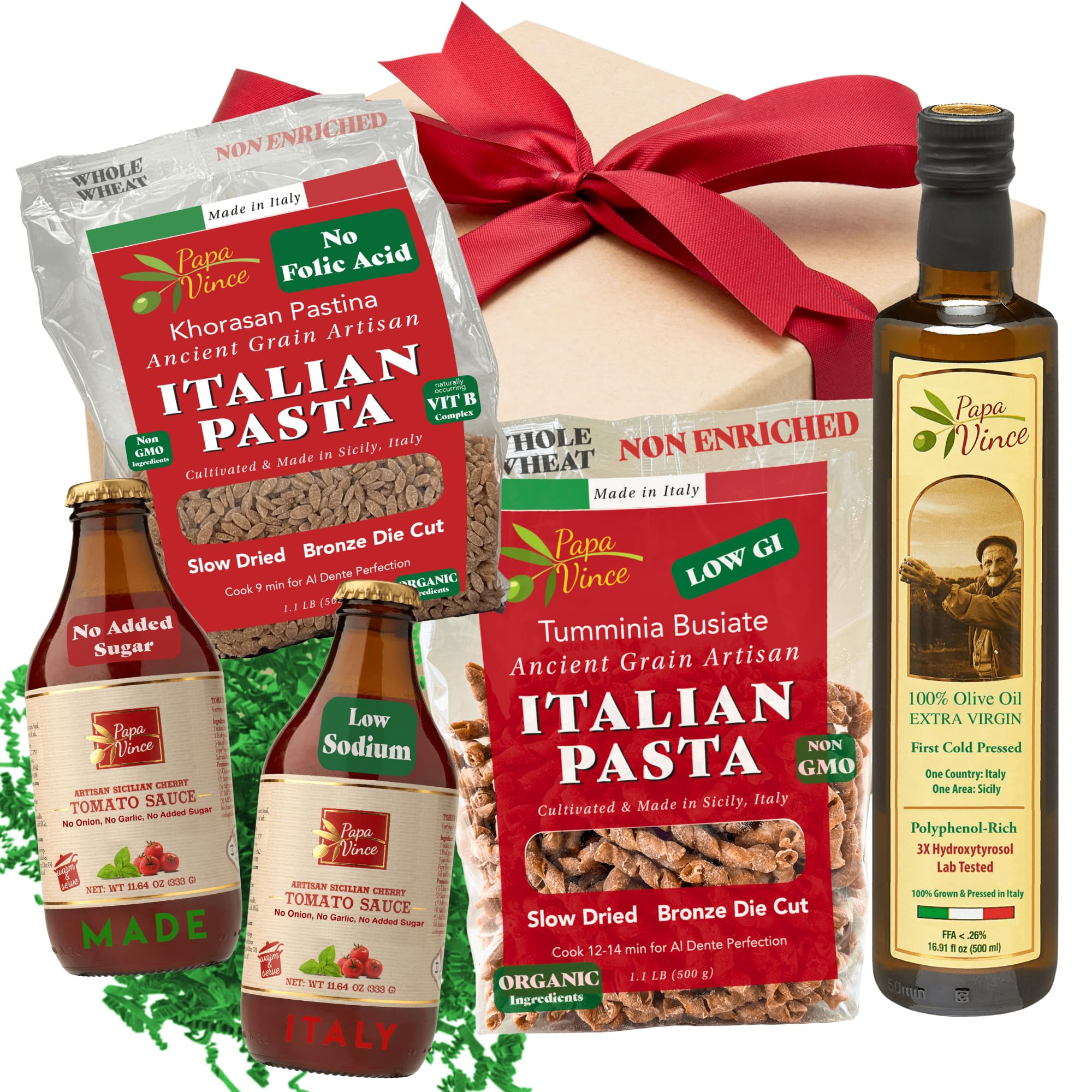 Papa Vince Authentic Italian Food Gift Basket - Handcrafted in Sicily with Organic Locally Sourced Ingredients | Gourmet Italian Gifts for Holidays, Housewarming & Special Occasions