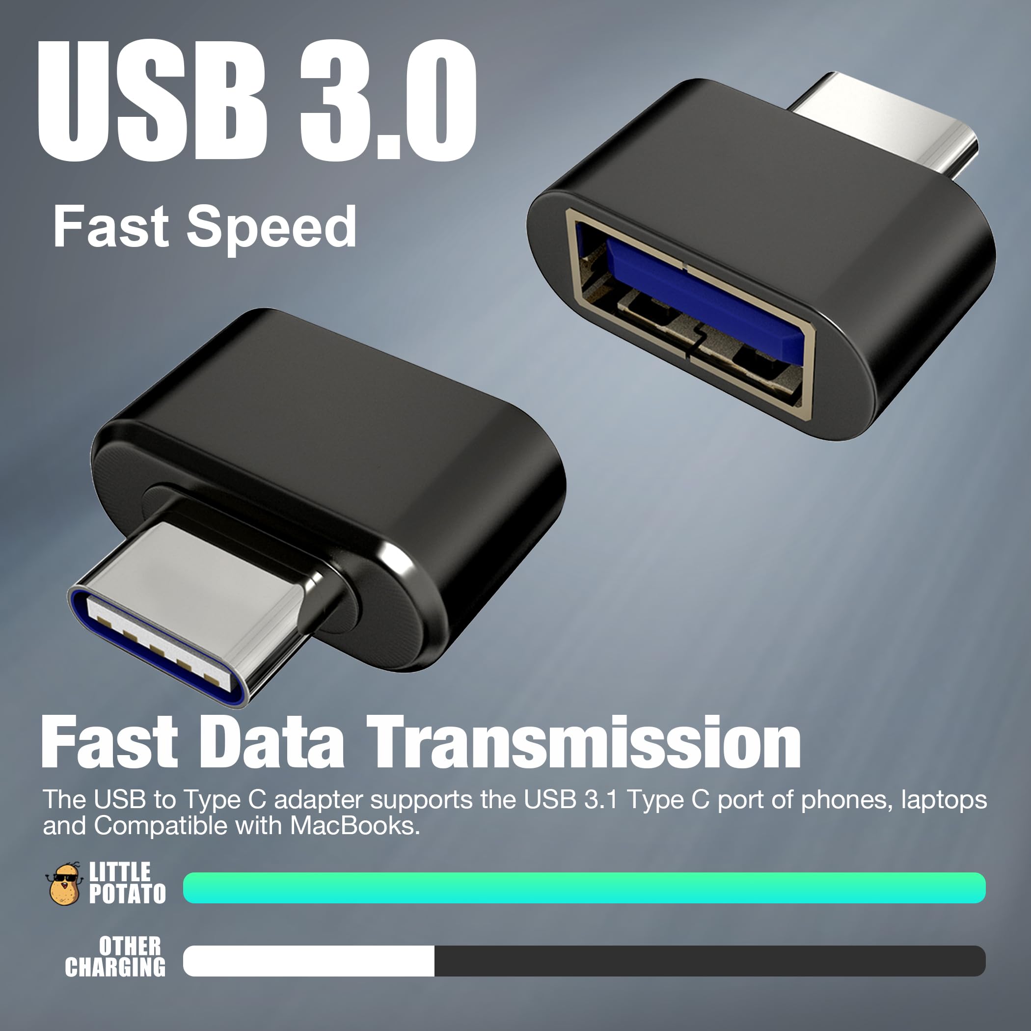 USB C to USB 3.0 Adapter (2 Pack) - Type C Male to USB Female Converter for MacBook Pro/Air, Dell XPS, Thunderbolt 3 Devices - Perfect for Data Transfer & Charging Phones/Laptops on the Go