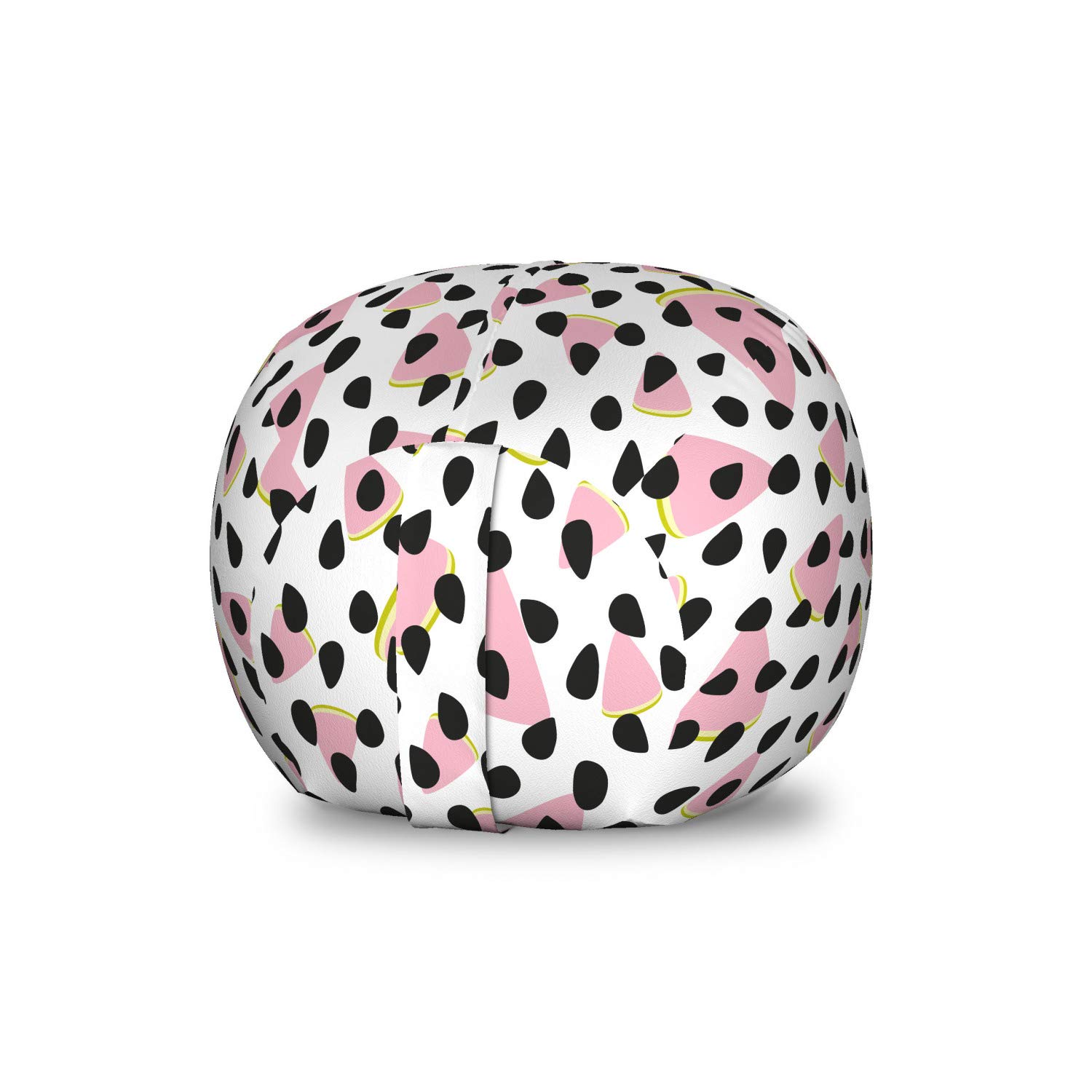 Ambesonne Watermelon Pattern Toy Storage Bag Chair - Small Size, Blush White & Dark Grey - Washable Stuffed Animal Organizer for Kids' Room, Playroom & Nursery Decor