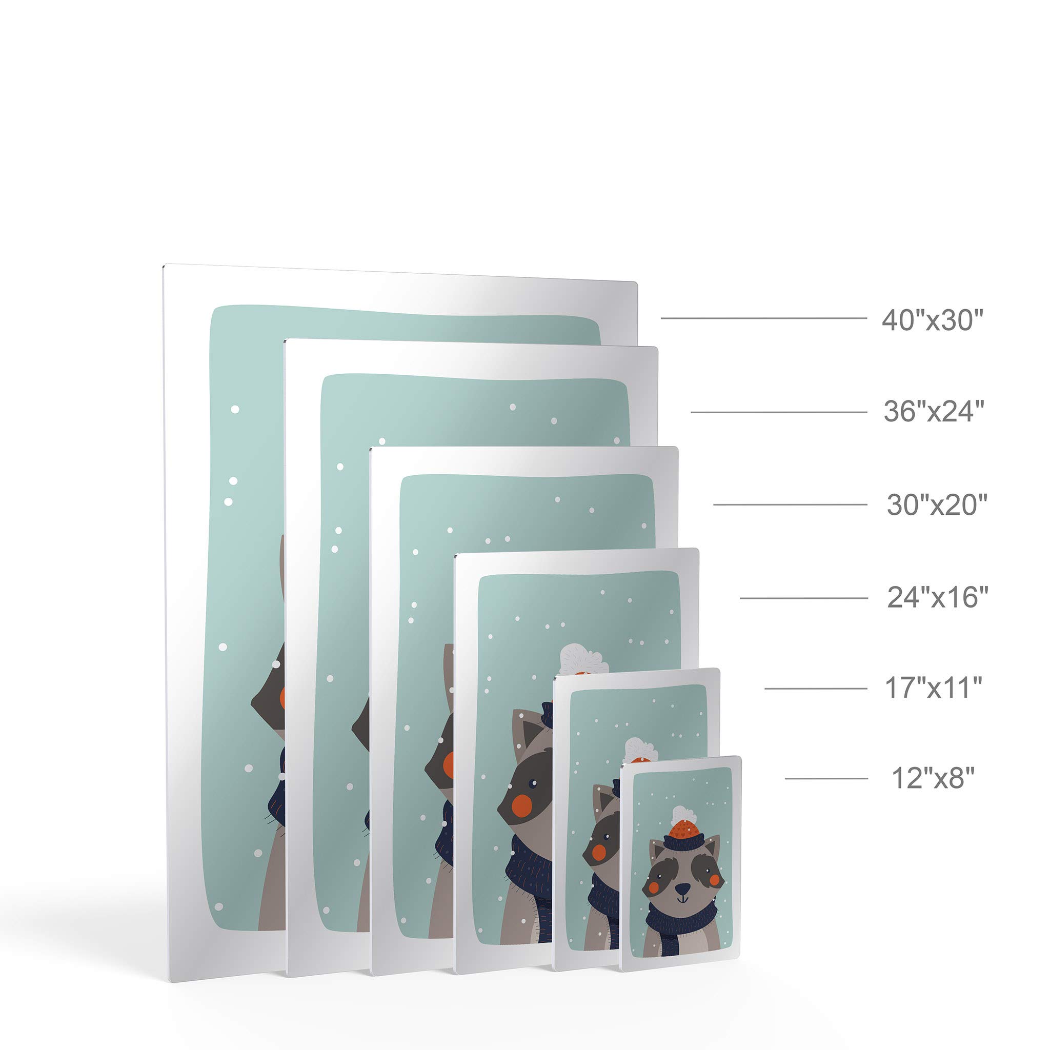 Cute Raccoon Winter Theme Metal Wall Art - Turquoise Background Kids Room Decor, Nursery Decor, Baby Room Decor - 12x8 Inches - Made in USA | Perfect for Children's Bedrooms, Playrooms & Winter-Themed Nurseries
