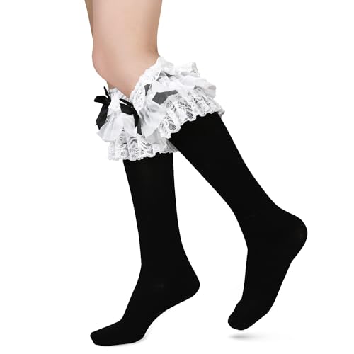 Black-white Lace Ruffle Bow