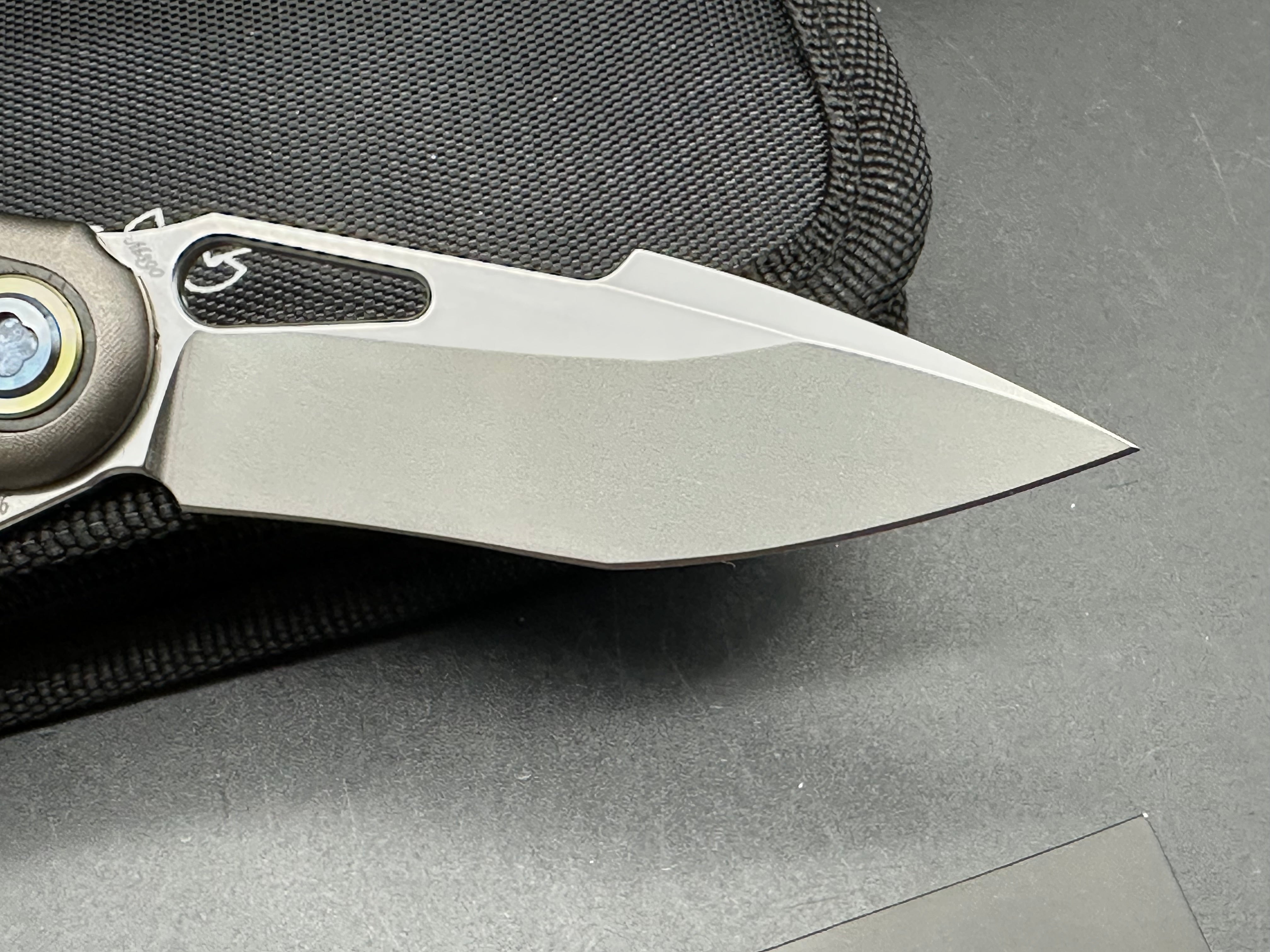 Rike Knives Unicorn Folding Pocket Knife - M390 Steel Blade, Black/Blue Carbon Fiber Handle - EDC, Outdoor, Camping, Hunting, Survival Gear
