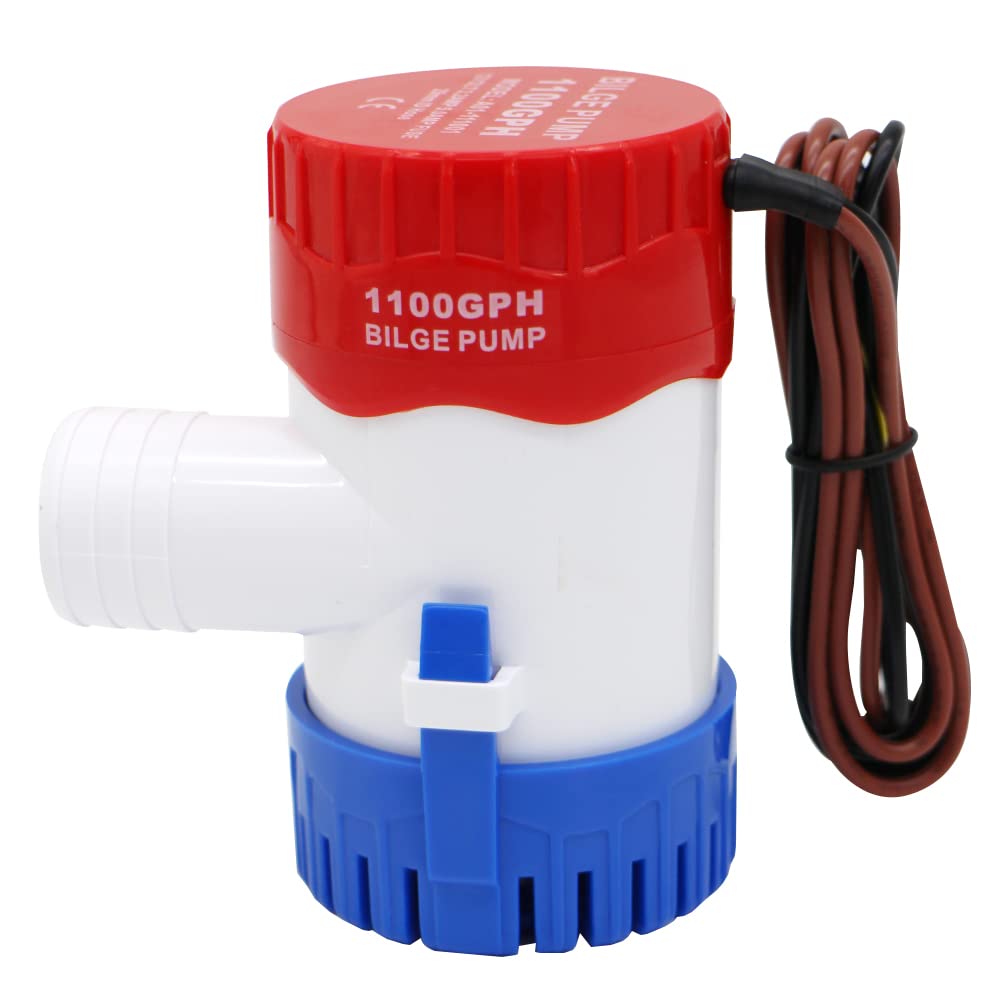 1100GPH 12V Electric Bilge Pump - Ultra Quiet Submersible Water Pump for Boats, Yachts, RVs & Pools | Marine Bilge Pump for Flood Control, Deck Drainage & Water Transfer
