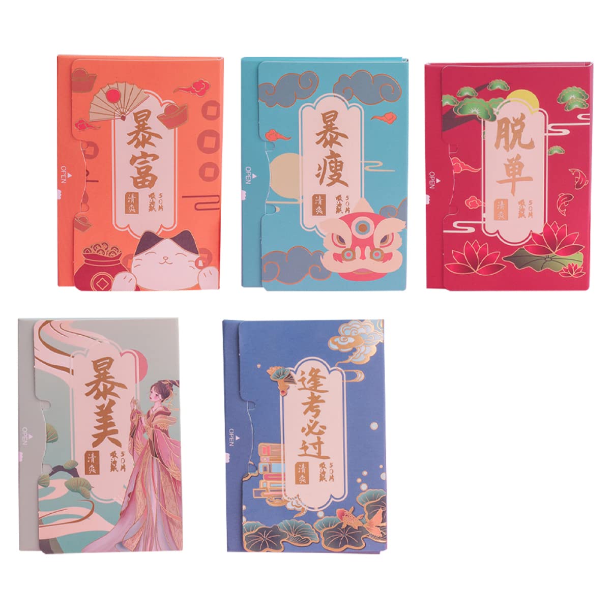 Beaupretty Oil Absorbing Sheets - 5 Pack Blotting Papers for Face, Makeup & Shine Control - Portable Oil Control Paper for Oily Skin & Touch Ups - Perfect for Travel, Gym & Everyday Use