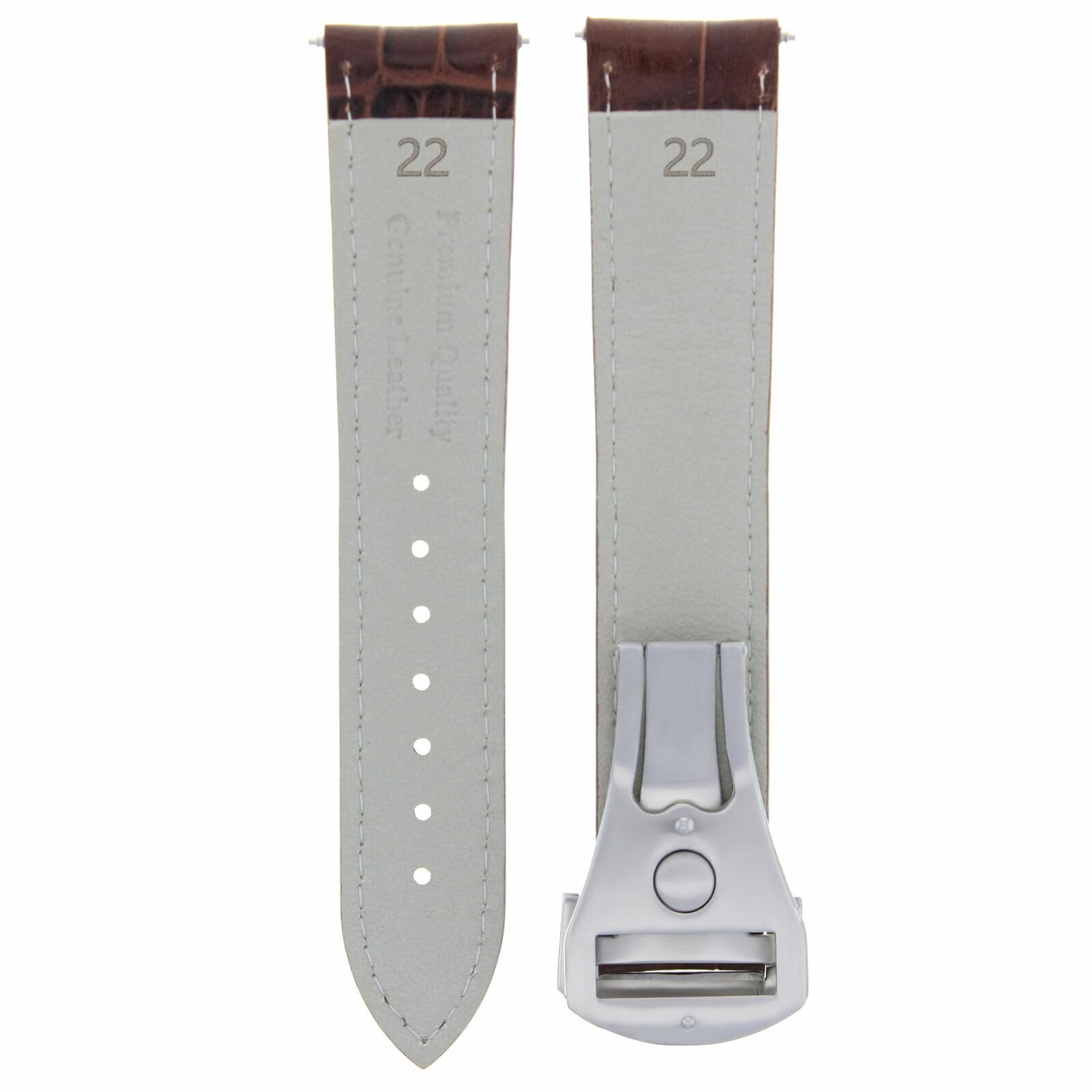 22mm & 18mm Genuine Leather Watch Band with Deployment Clasp - Compatible with Omega Seamaster - Light Brown Replacement Strap for Men's Luxury Watches | Perfect for Business, Casual & Formal Occasions