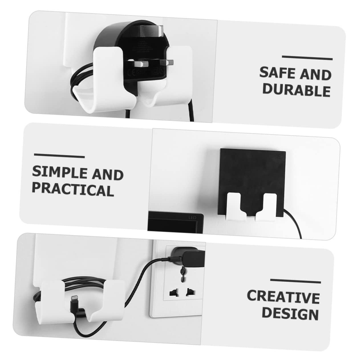 3-Piece Clear Acrylic Phone Stand & Wall Mount Holder - Universal Smartphone Dock for Desk, Office, Kitchen, Bedroom - Space-Saving Outlet Shelf for Charging & Hands-Free Viewing