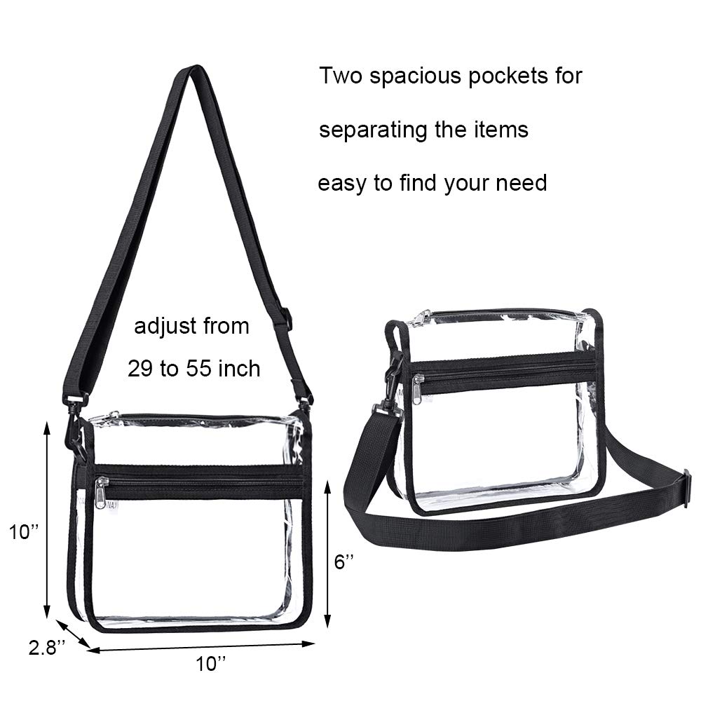 Edraco Clear Crossbody Purse Bag for Women & Men - Stadium Approved Transparent Shoulder Tote with Front Pocket & Adjustable Strap - Perfect for Concerts, Gym, Sports Events & Travel Security Checks