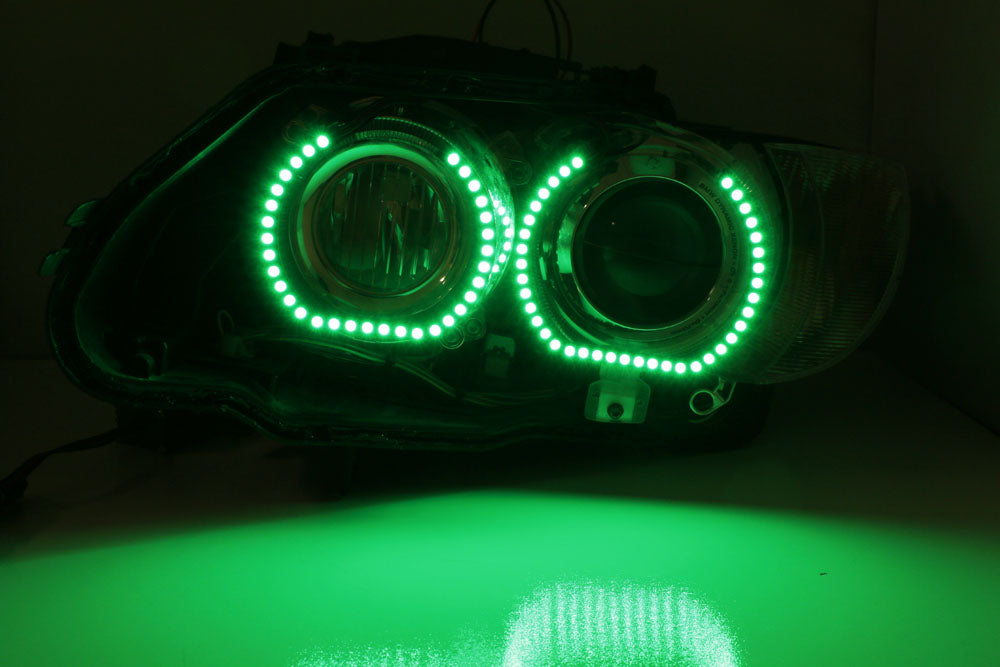 DTM Style RGB Multi-Color LED Angel Eyes Halo Rings for BMW Headlights - Upgrade Your BMW Lighting for Night Driving & Car Shows