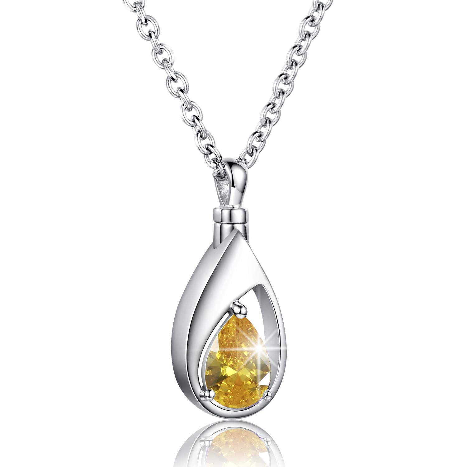 925 Sterling Silver Cremation Jewelry Pendant Necklace - Memorial CZ Teardrop Ashes Keepsake Urn for Loved Ones | Perfect Sympathy Gift for Funeral, Memorial Service & Remembrance