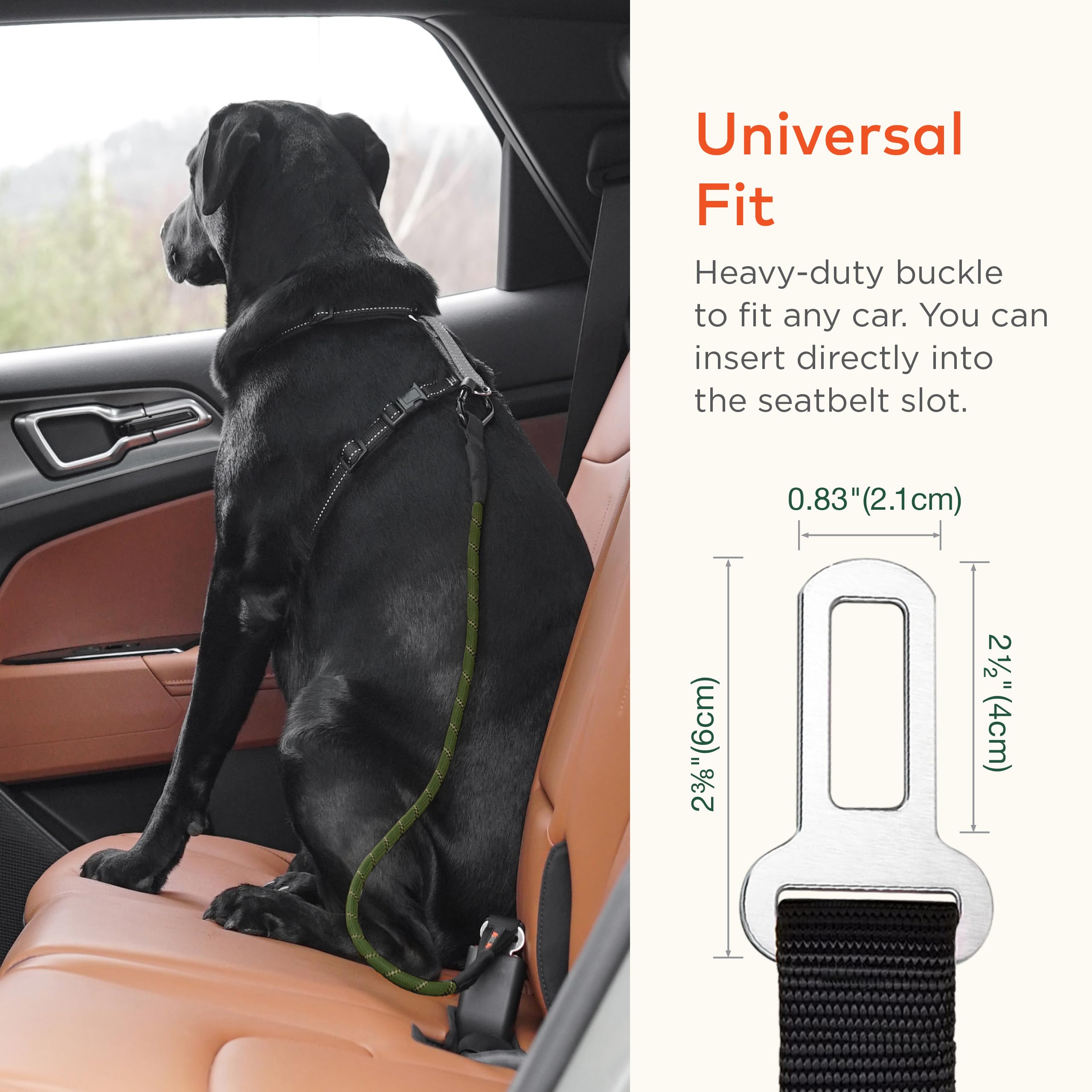 Durable Reflective Dog Seat Belt for Car - Universal Pet Safety Restraint with Clip Hook Latch, Buckle & Carabiner - Army Green | Safe Travel Accessory for Small, Medium & Large Dogs | Perfect for Road Trips, Vet Visits & Daily Commutes