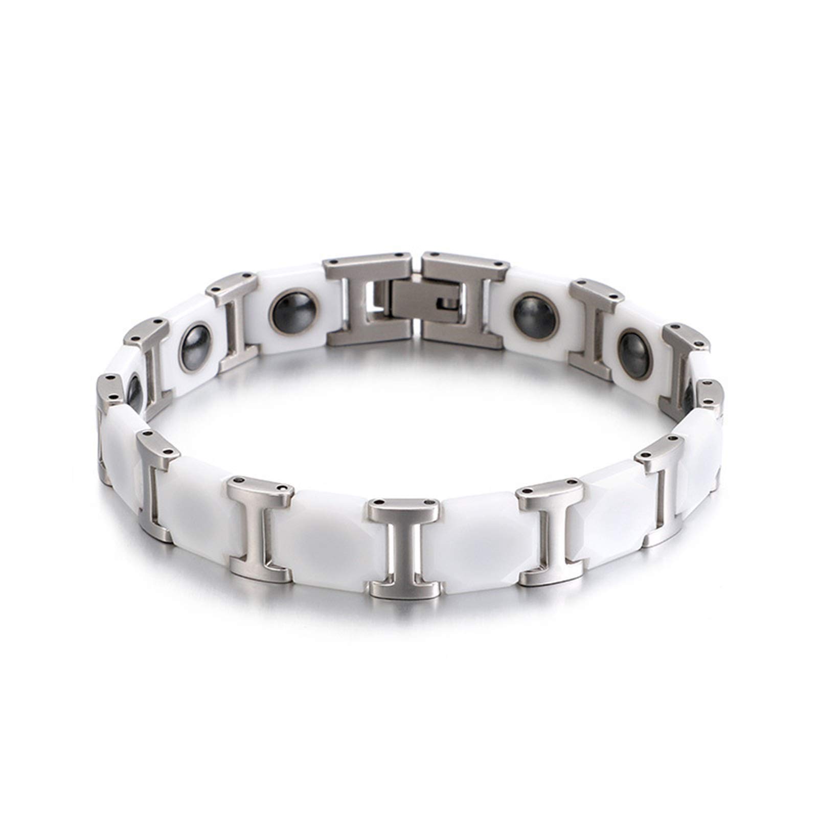 Daesar Stainless Steel Men's Bracelet with Ceramic Magnet - Black, Blue, White | Magnetic Therapy Jewelry for Pain Relief & Improved Circulation | Perfect for Gifts, Work, and Daily Wear