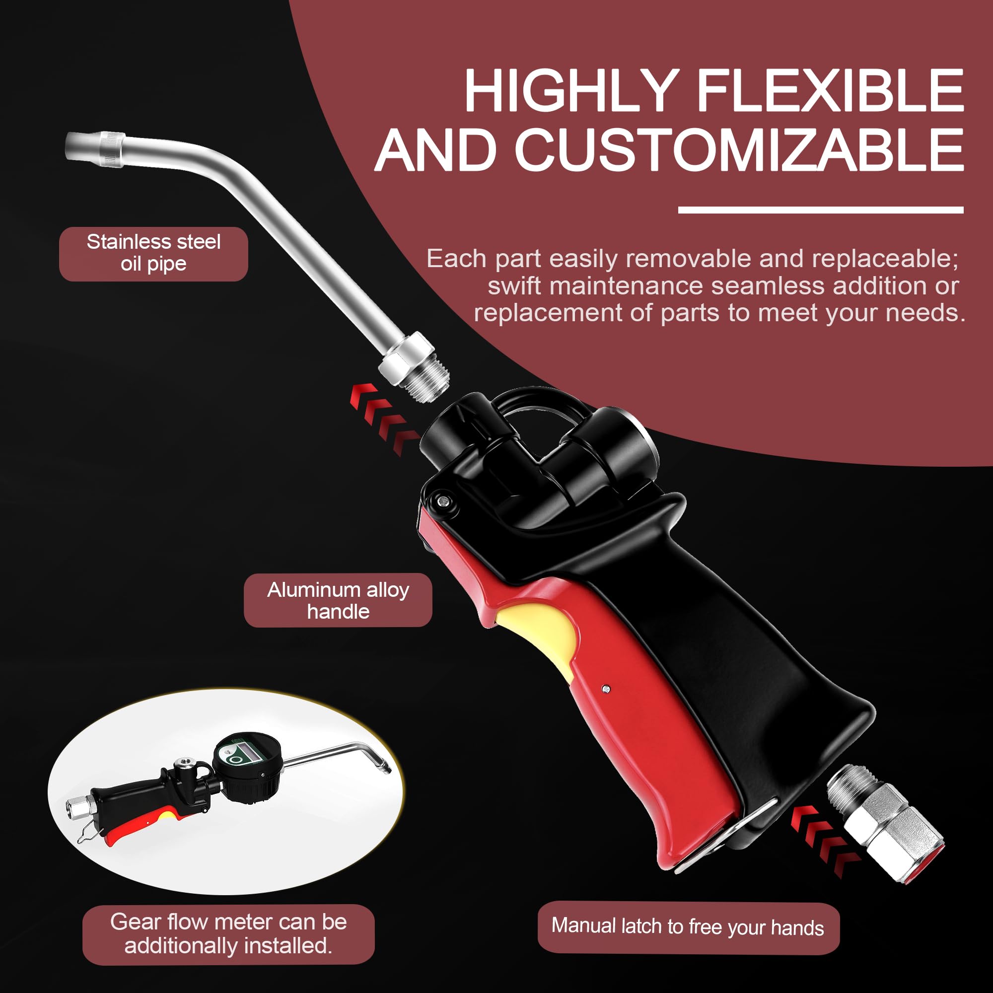 Heavy Duty 1/2-Inch NPT Air Operated Oil Control Valve Dispenser Nozzle - Portable Oil Pump Gun for Motor Oil, Gear Lubricant, Hydraulic & Antifreeze Fluids | Workshop, Garage & Industrial Use