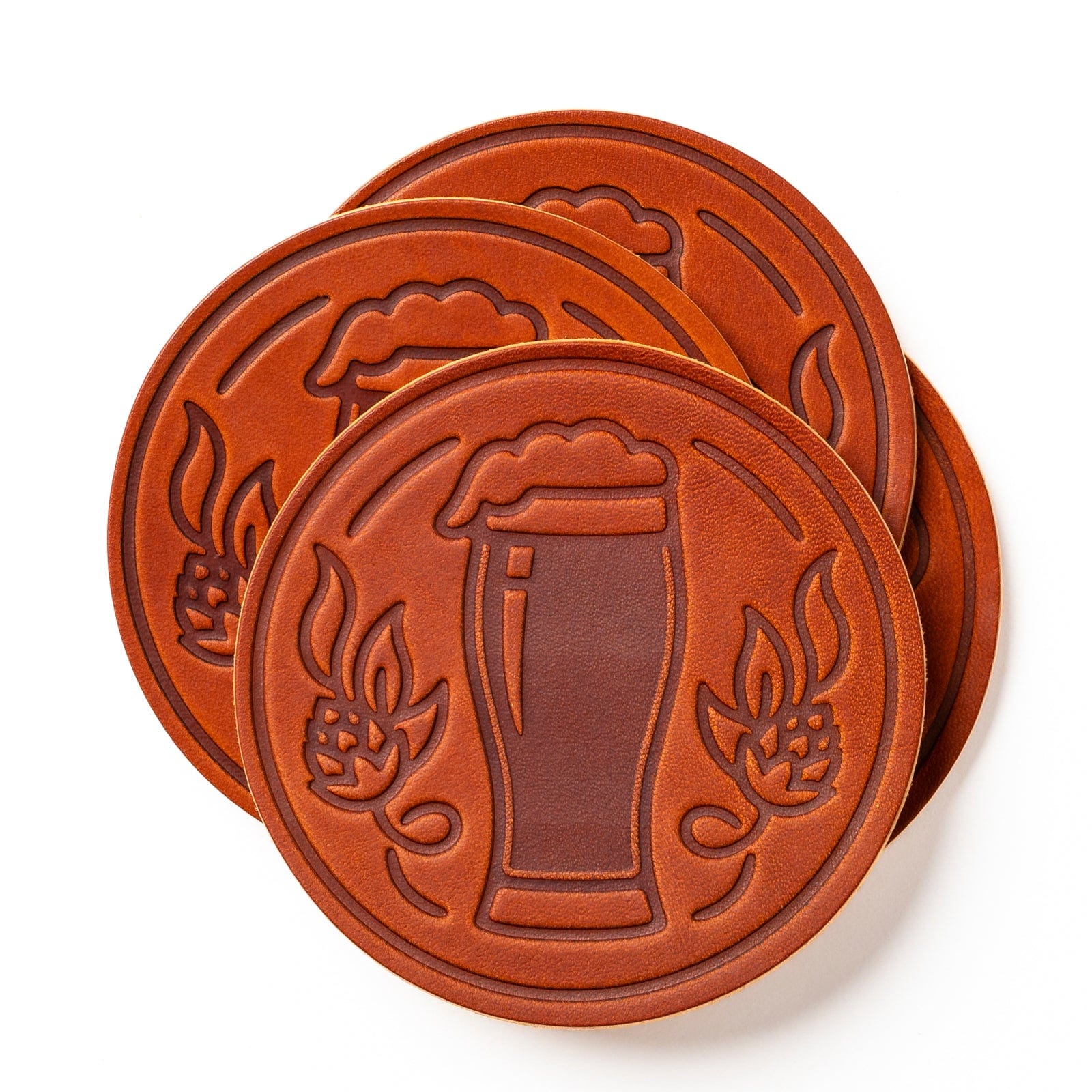 Premium 4-Pack Genuine Leather Coasters for Drinks - Absorbent & Durable Bar & Tabletop Protectors - Perfect for Home, Office, and Restaurant Use
