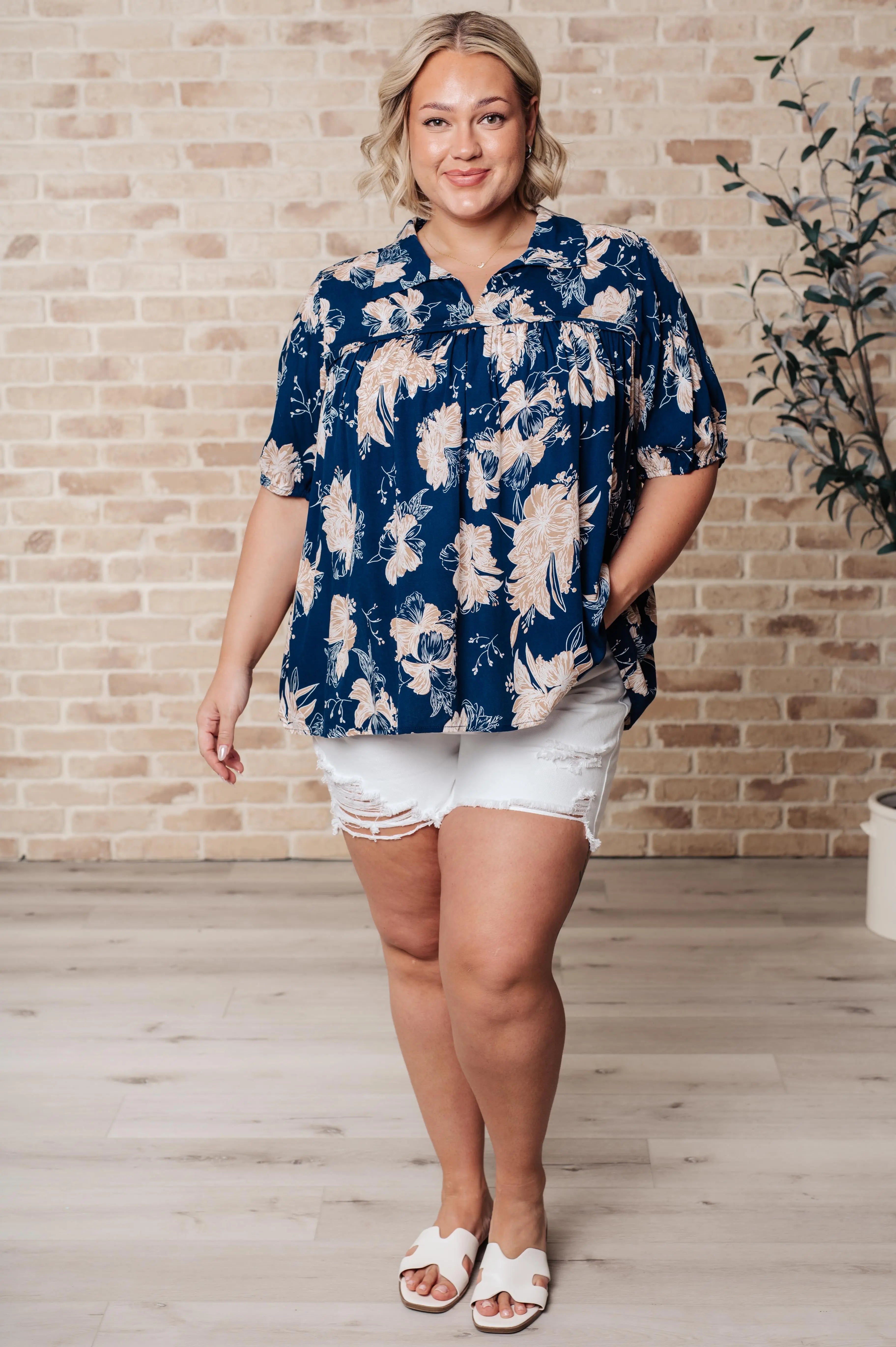 Just Coasting Floral Blouse - Women's Elegant Floral Print Top for Casual Wear, Office & Date Night Outfits | Perfect for Spring & Summer Fashion