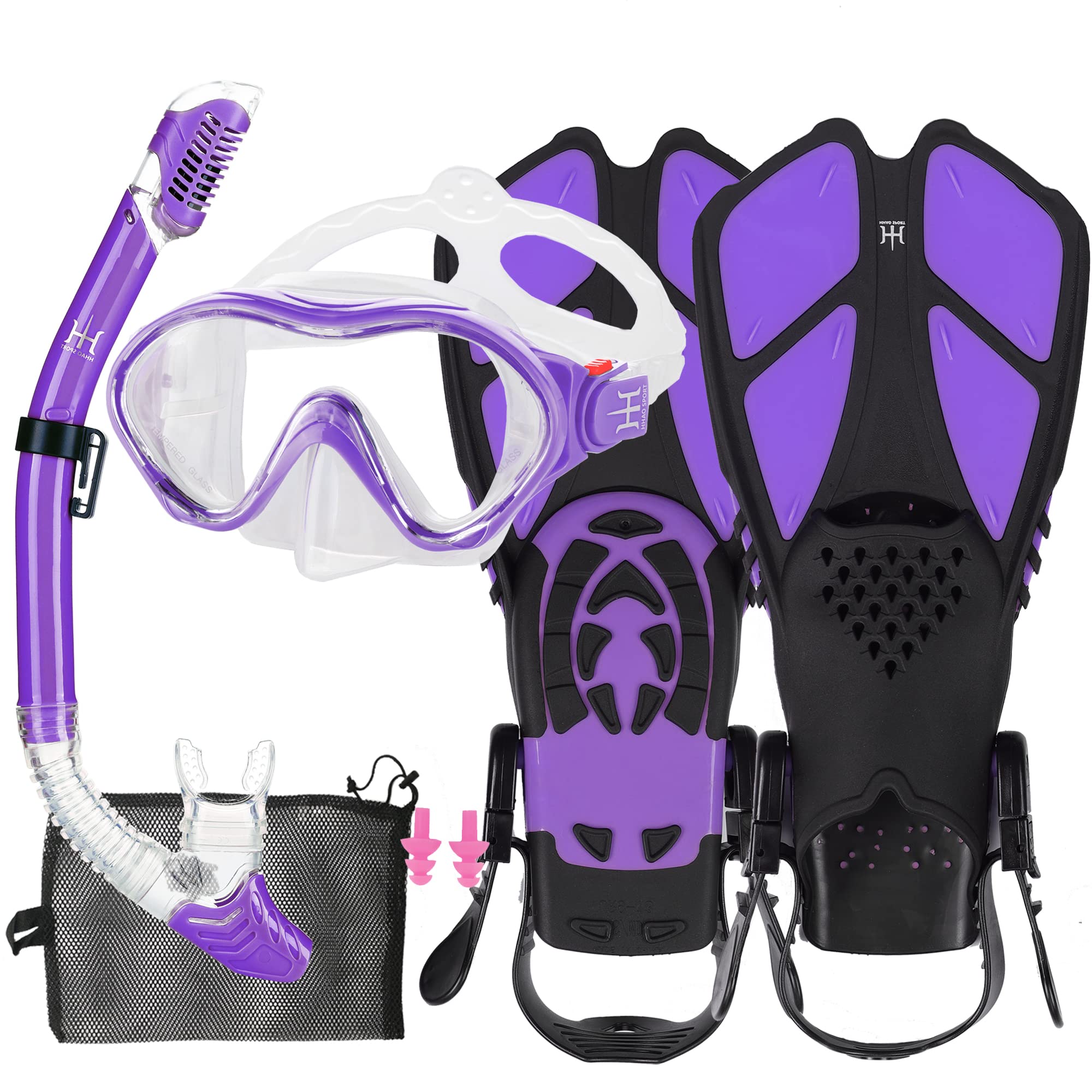 **Kids Snorkel Set with Anti-Fog Mask, Adjustable Swim Fins & Mesh Bag – Complete Snorkeling Gear for Swimming, Diving & Beach Adventures**