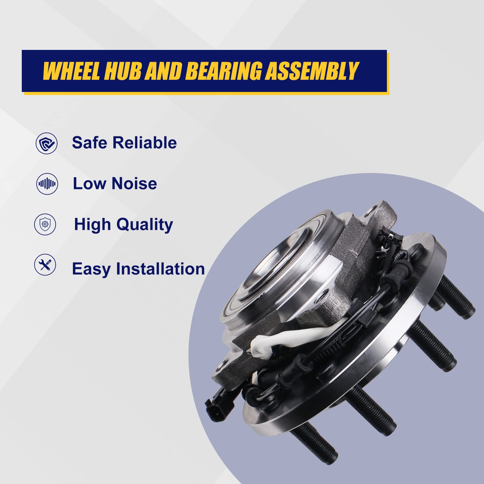 KUSATEC Wheel Hub Bearing Assembly for Ram 2500 3500 2013-2018 - ABS 8 Lug for Off-Road & Towing