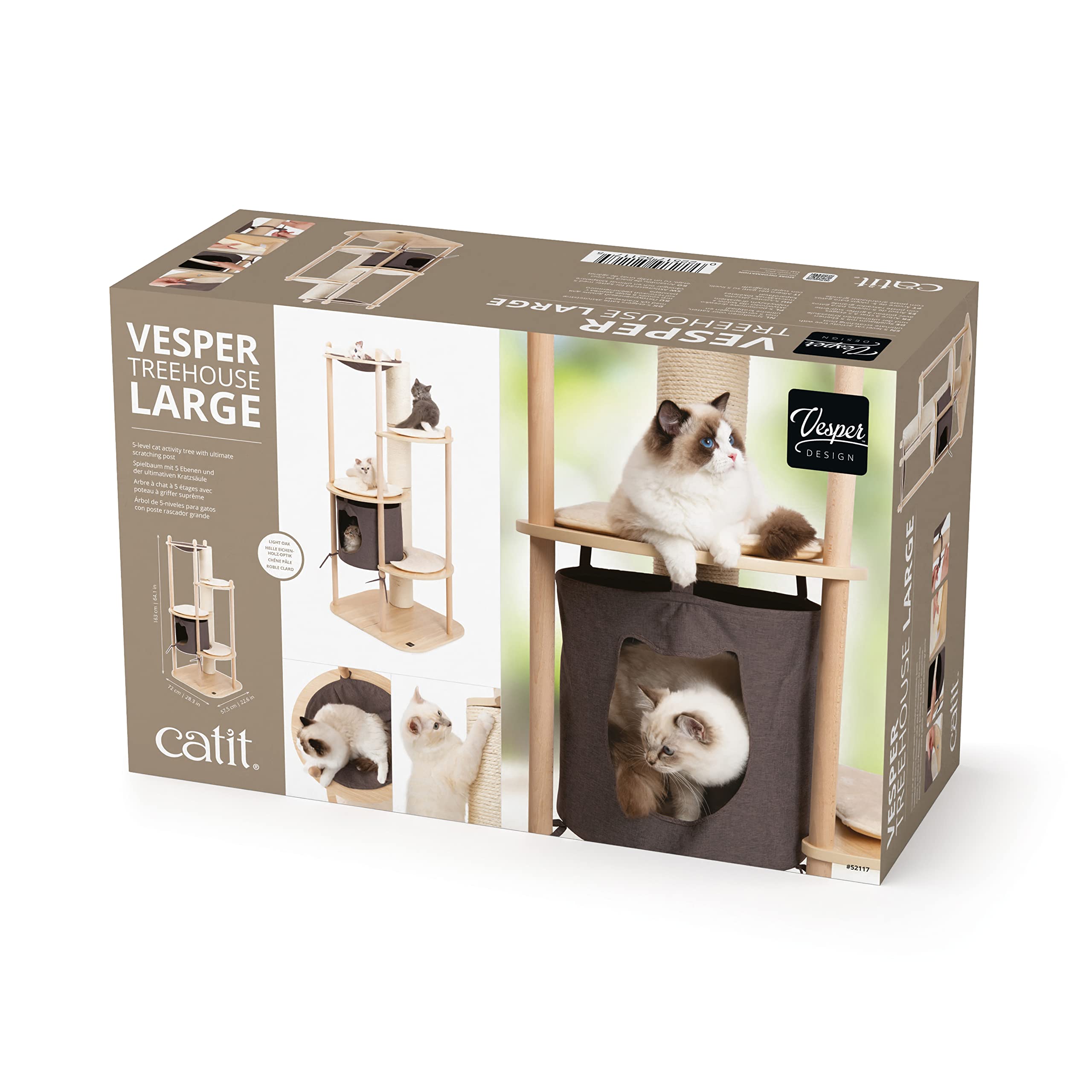 Catit Vesper Treehouse - Large Cat Tree Furniture for Indoor Cats with Scratching Posts & Perches - Perfect for Play, Rest & Climbing in Home or Apartment