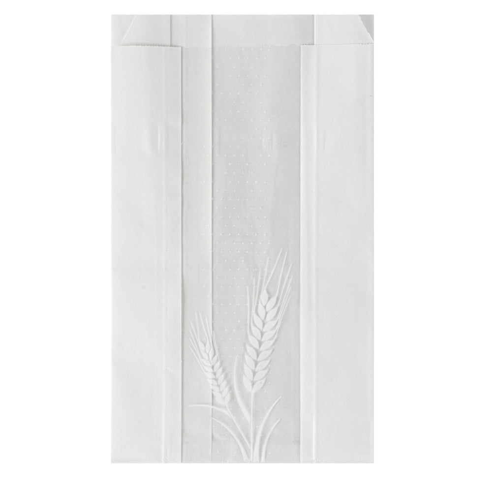 Premium White Paper Bread Bags - Micro Perforated, Greaseproof, Wheat Pattern (6
