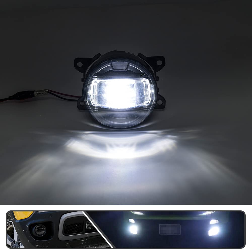 2Pcs Universal 3.5-inch LED Fog Lights for Jeep Renegade Cherokee KL Compass - OEM Replacement Fog Lamps - Durable Off-Road Lighting for Night Driving & Bad Weather Conditions