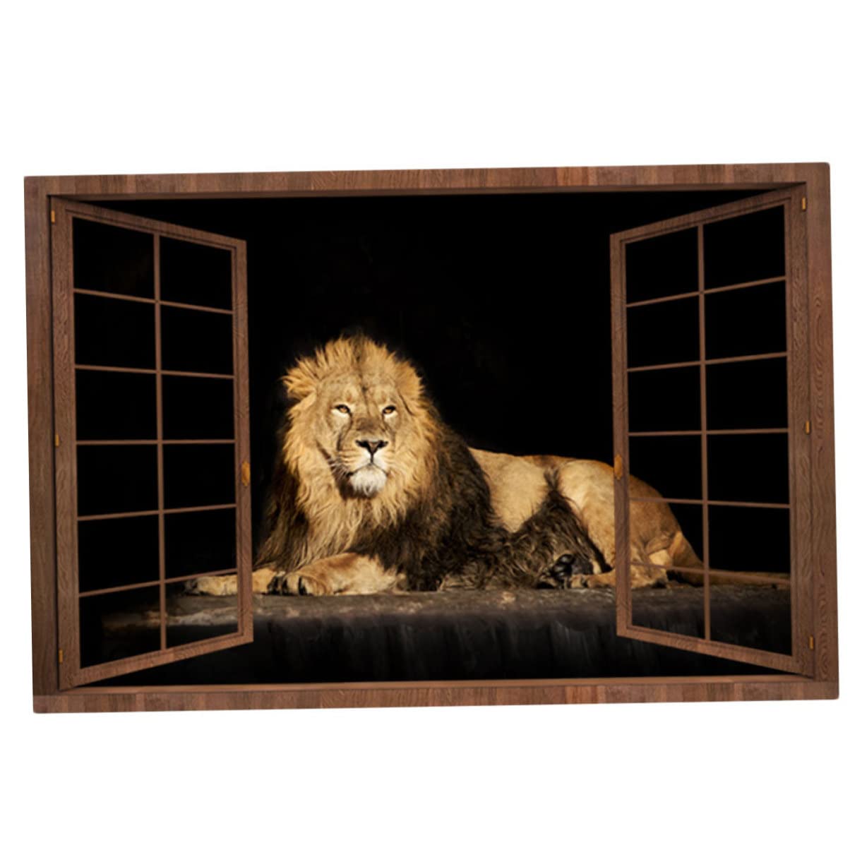 3D Lion Wall Decal Sticker - Removable Vinyl Window Mural Art for Home & Office Decor - Perfect for Kids' Rooms, Living Rooms, and Nursery Wall Art