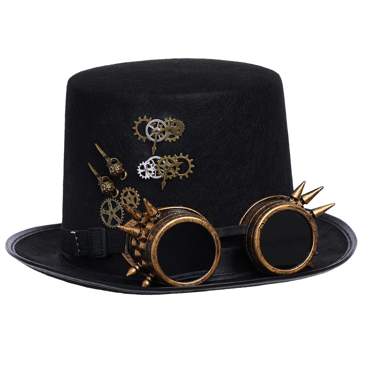 Steampunk Top Hat with Goggles for Women & Men - Victorian Gothic Halloween Costume Accessory - Perfect for Cosplay, Halloween Parties, and Themed Events