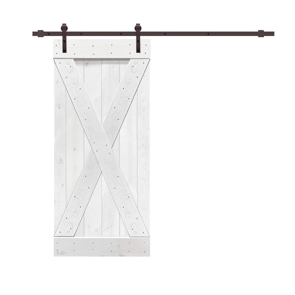 TMS X Series Solid Knotty Pine Wood Sliding Barn Door with Hardware Kit - 84