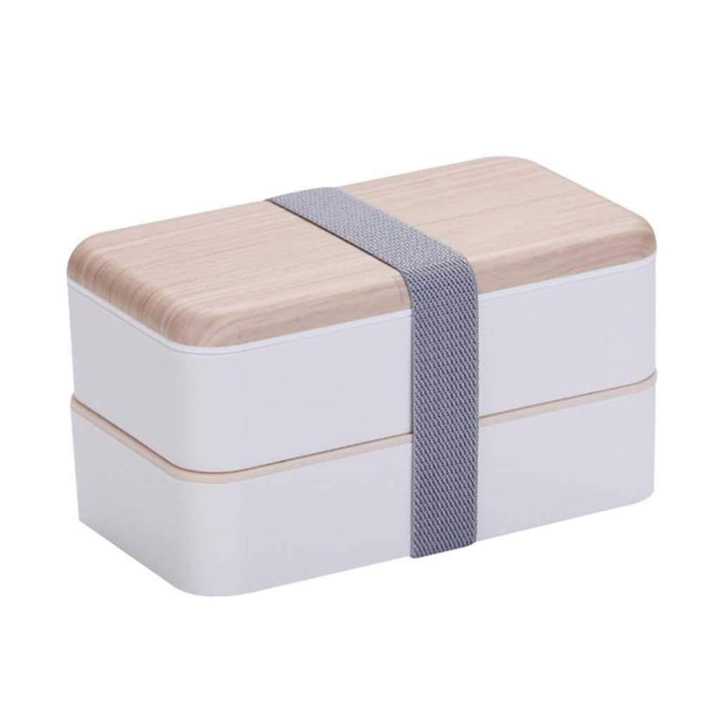 SLATIOM Double Layer Wood Grain Microwave Safe Lunch Box - BPA Free Plastic Food Storage Container for Office, School & Picnic (Color: C) | Ideal for Meal Prep, Leftovers & On-the-Go Dining