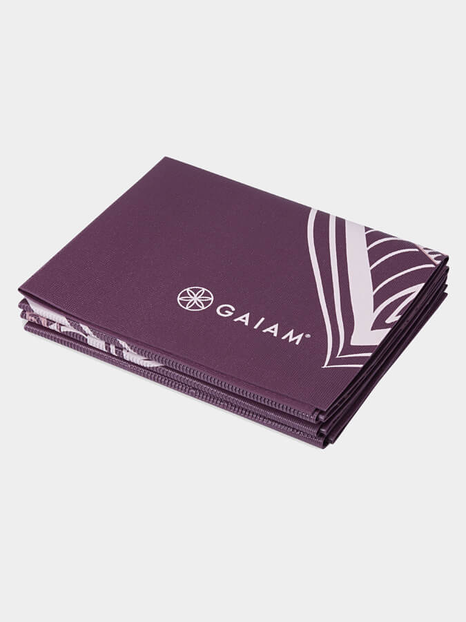 Gaiam 2mm Foldable Travel Yoga Mat - Lightweight Non-Slip Exercise Mat for Home, Gym & Outdoor Workouts - Perfect for Yoga, Pilates, Camping & Travel