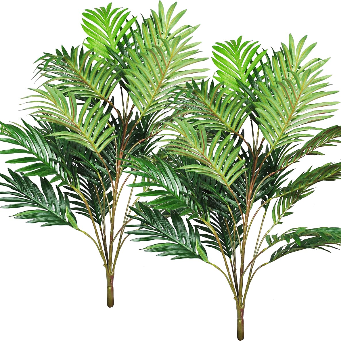 Artificial Palm Leaves - Large Tropical Faux Greenery for Wedding Decor, Party Arrangements & Home Decor - Set of 2 Green Fake Plants for Indoor/Outdoor Use