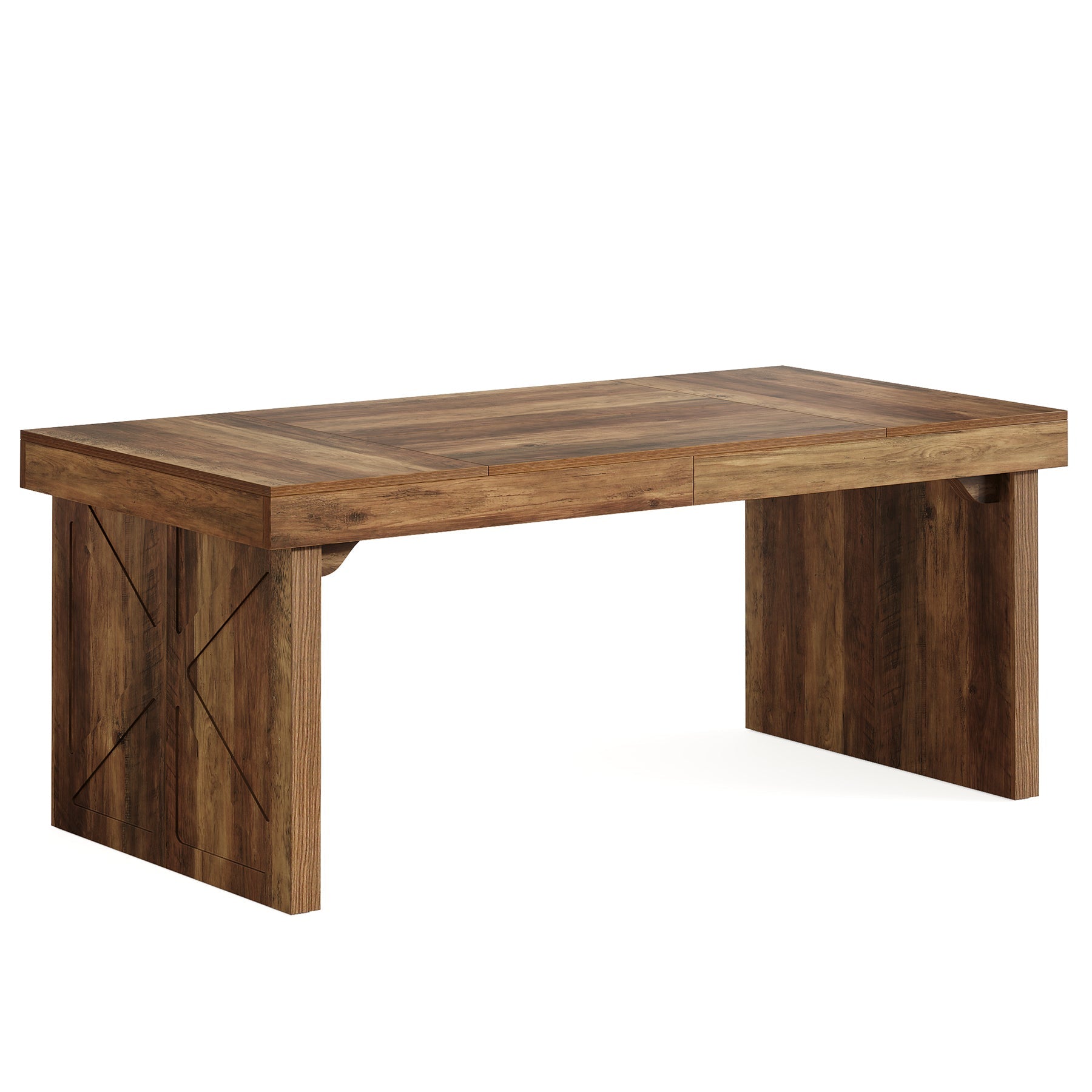 Rustic Wood Dining Table - 63 Inch Rectangular Kitchen Table for Farmhouse, Dining Room & Family Gatherings