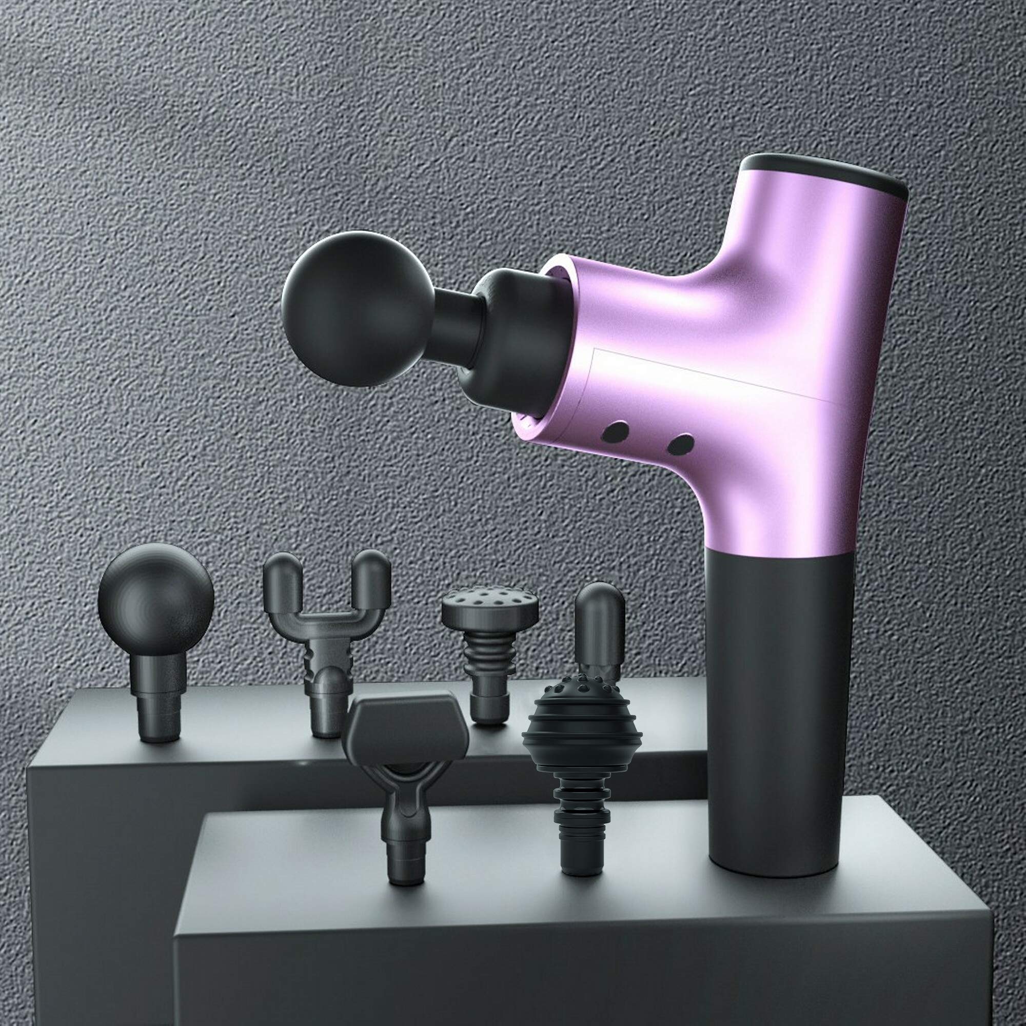 Nova Massage Gun with 6 Interchangeable Heads - Deep Tissue Muscle Relief, Portable Percussion Therapy Device with Gift Box (Purple) - Perfect for Athletes, Gym Recovery & Home Relaxation