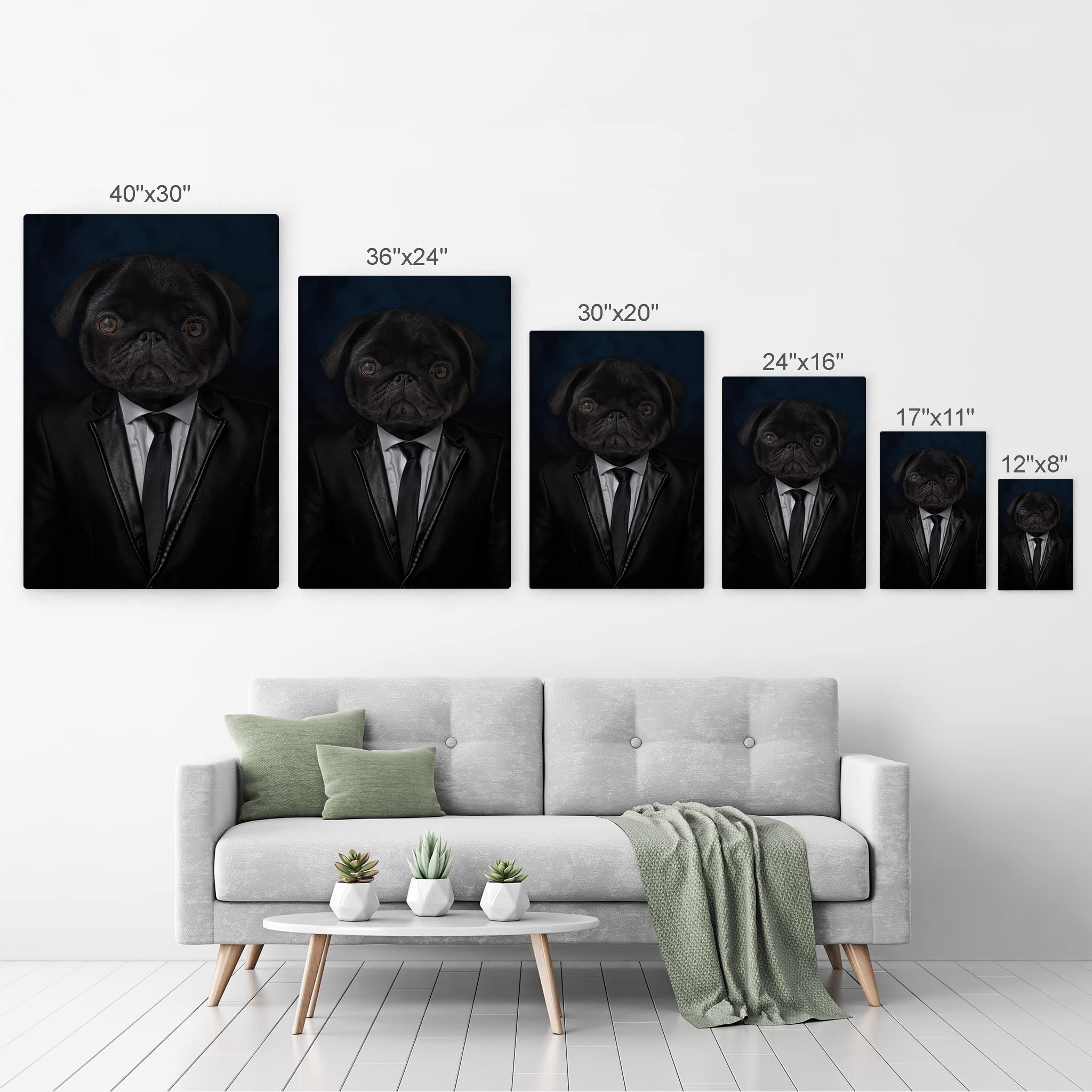 Premium Metal Wall Art Print - Portrait of a Businessman Pug Dog in Suit | Unique Pet Owner Gift for Dog Lovers, Office Decor, Living Room & Bedroom Wall Art | Made in USA (36x24 Inches) - Perfect for Home, Office, Nursery & Gift Giving