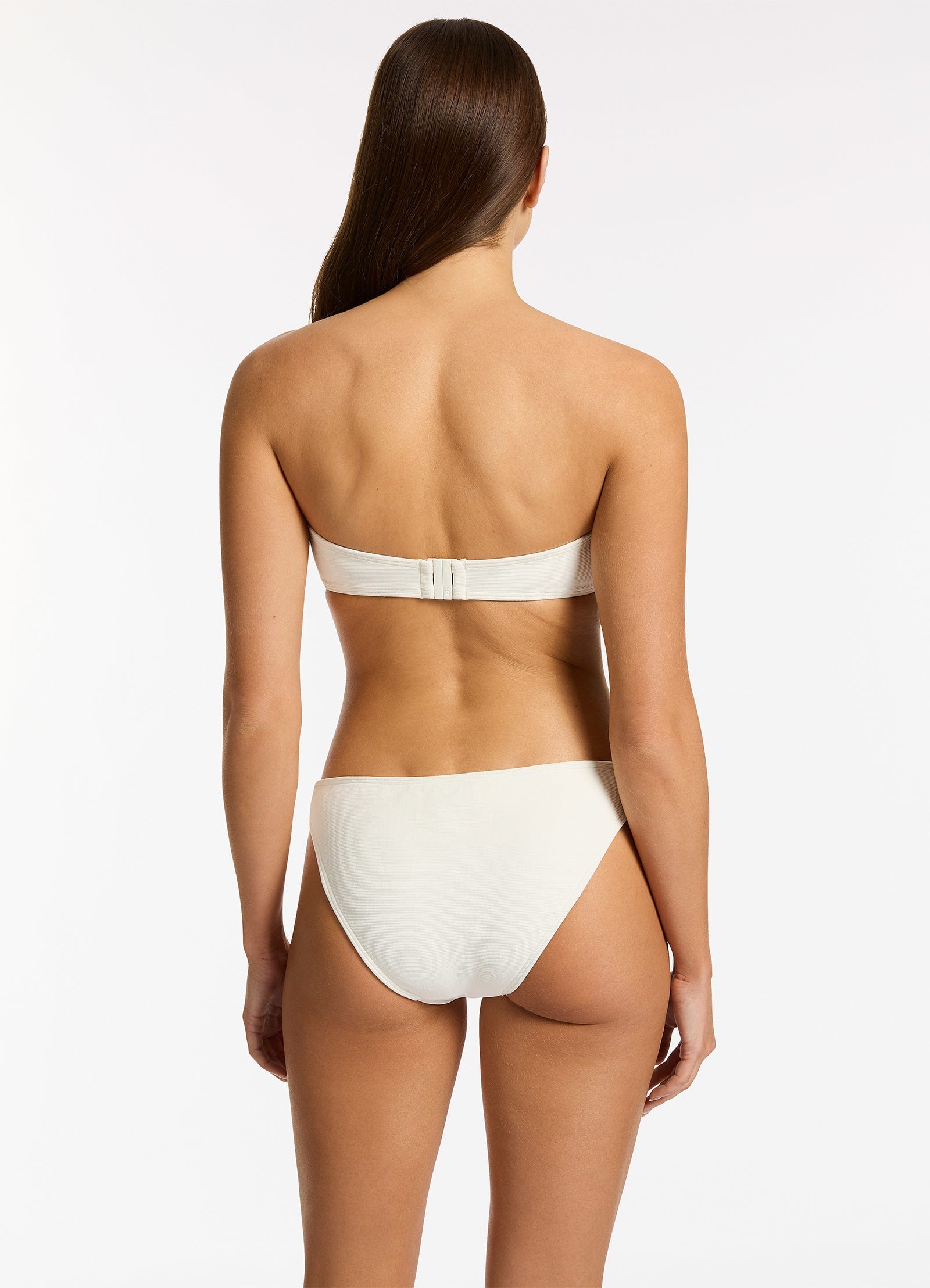 Isla Rib Hipster Bikini Bottom - Cream Color High Waisted Swimwear for Women | Perfect for Beach Vacations, Pool Parties & Summer Getaways