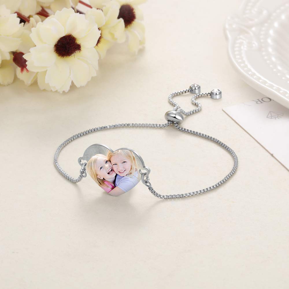 Personalized Heart Locket & Infinity Birthstone Bracelet for Women - Best Friend Gift with Engraved Photo - Picture Locket Jewelry for Loved Ones - Perfect for Anniversaries, Birthdays & Special Occasions