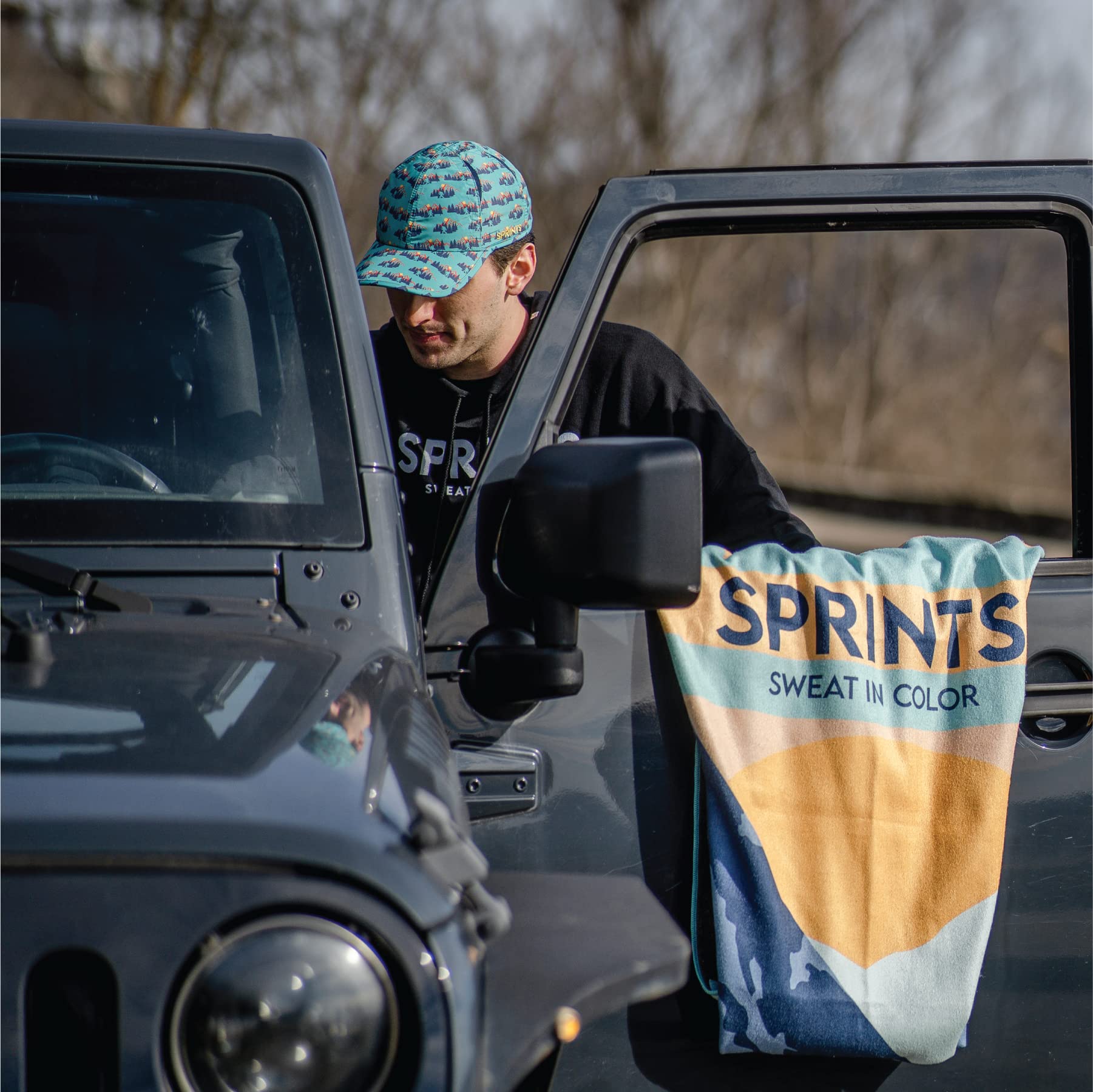 Sprints Athletic Running Towel - Full-Sized Moisture Wicking Sports Towel with Car Seat Cover Feature (Sasquatch Design) - Perfect for Running, Gym Workouts & Car Seat Protection