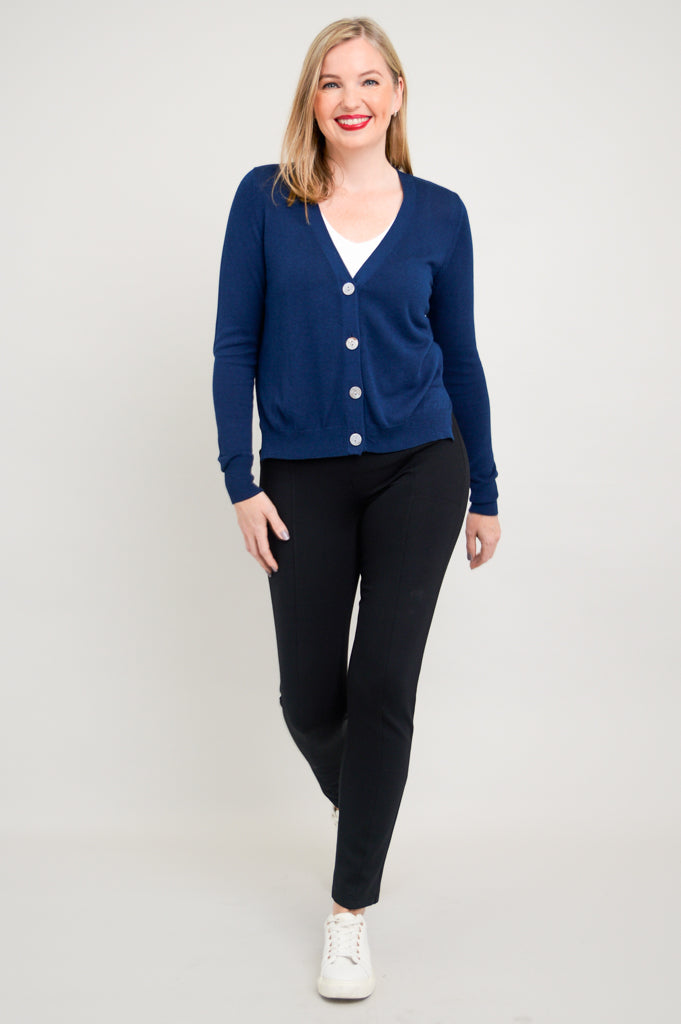 Jessica Sweater Women's Indigo Blue Bamboo Cotton Blend Knit Top - Soft & Breathable for Casual Wear, Office & Fall Outfits