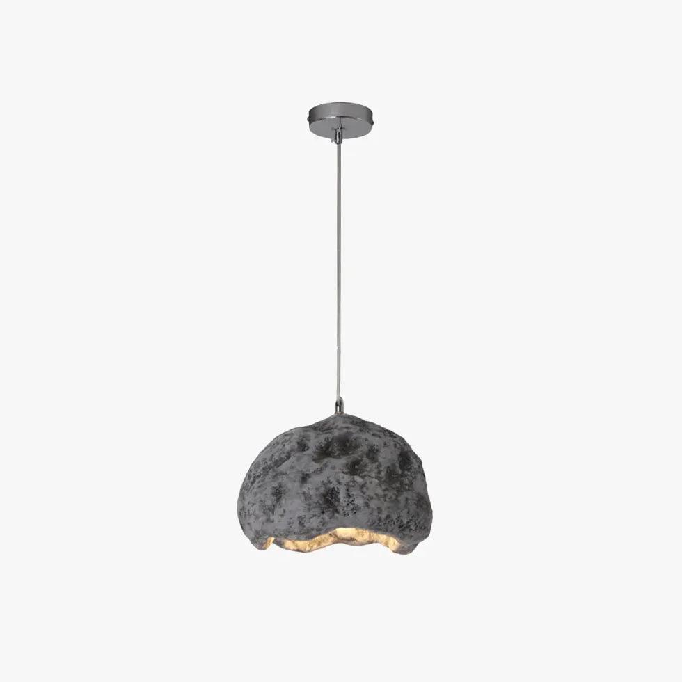 Stylish Faux Stone Resin Pendant Light for Bedroom - Modern Single Hanging Ceiling Fixture for Bedside, Reading Nook & Cozy Spaces