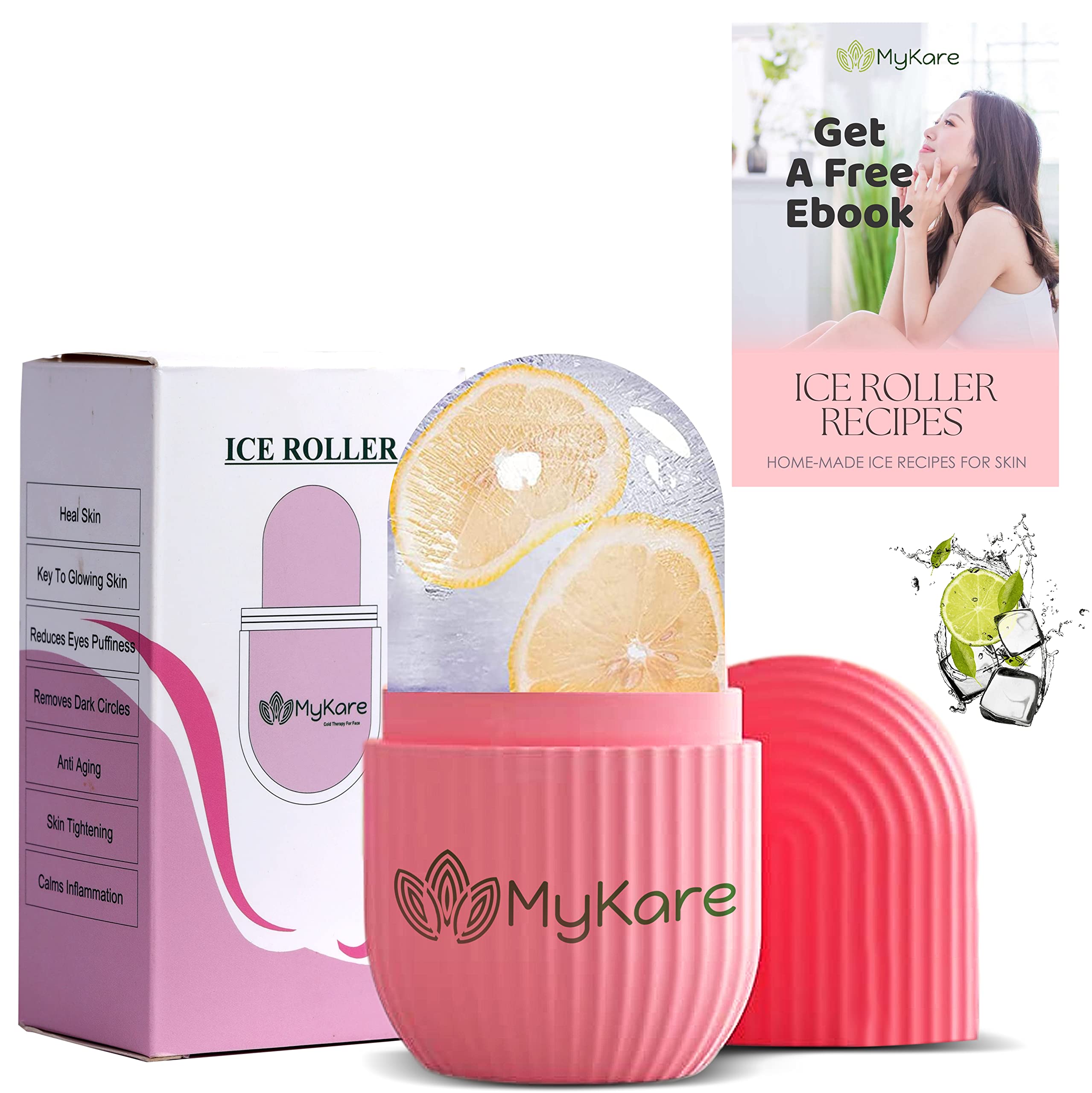 Ice Roller for Face & Eyes - Skin Tightening & Toning, Under Eye Depuffing Treatment for Women - Enhance Natural Glow - Perfect for Morning Routine & Post-Workout Skin Care