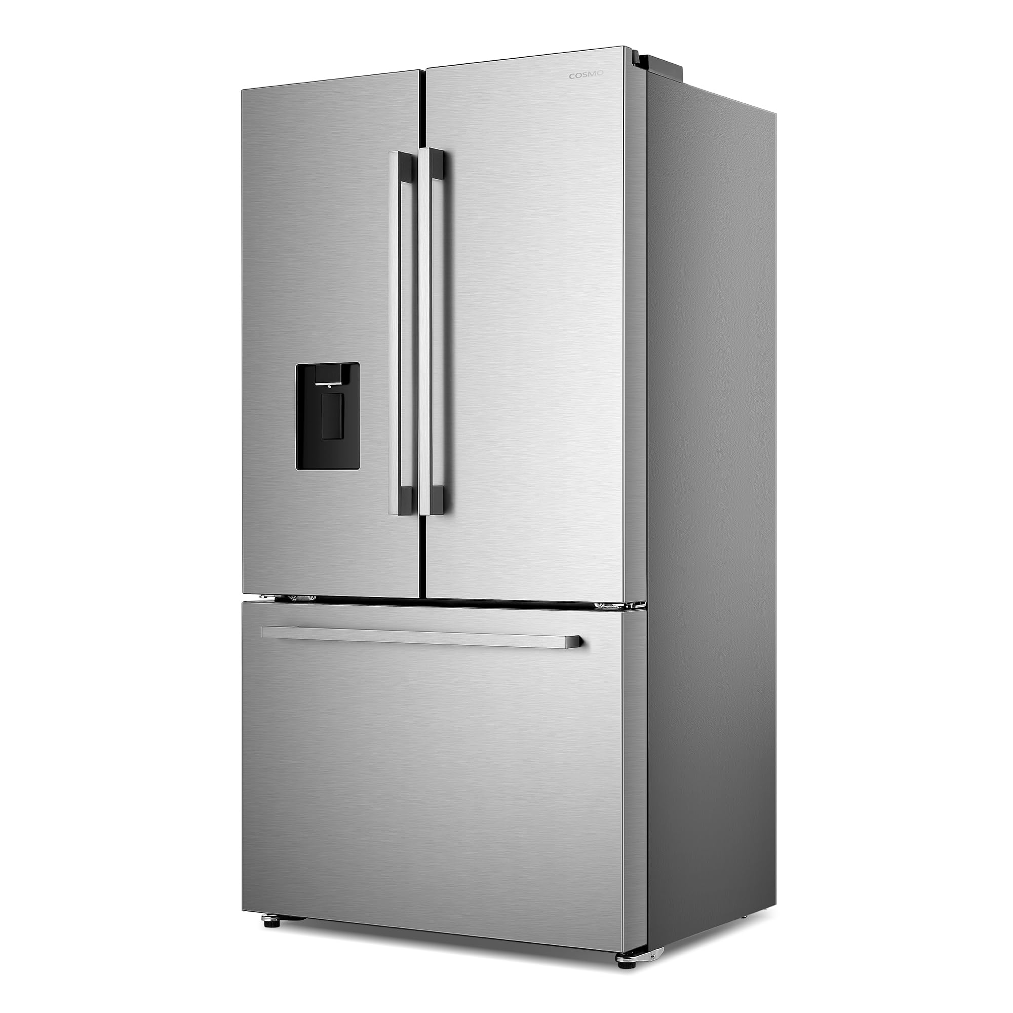 COSMO COS-FDR223GWSS 36-Inch Stainless Steel Counter-Depth French Door Refrigerator with Built-In Water Dispenser & Automatic Ice Maker - Perfect for Modern Kitchens, Entertaining & Family Use