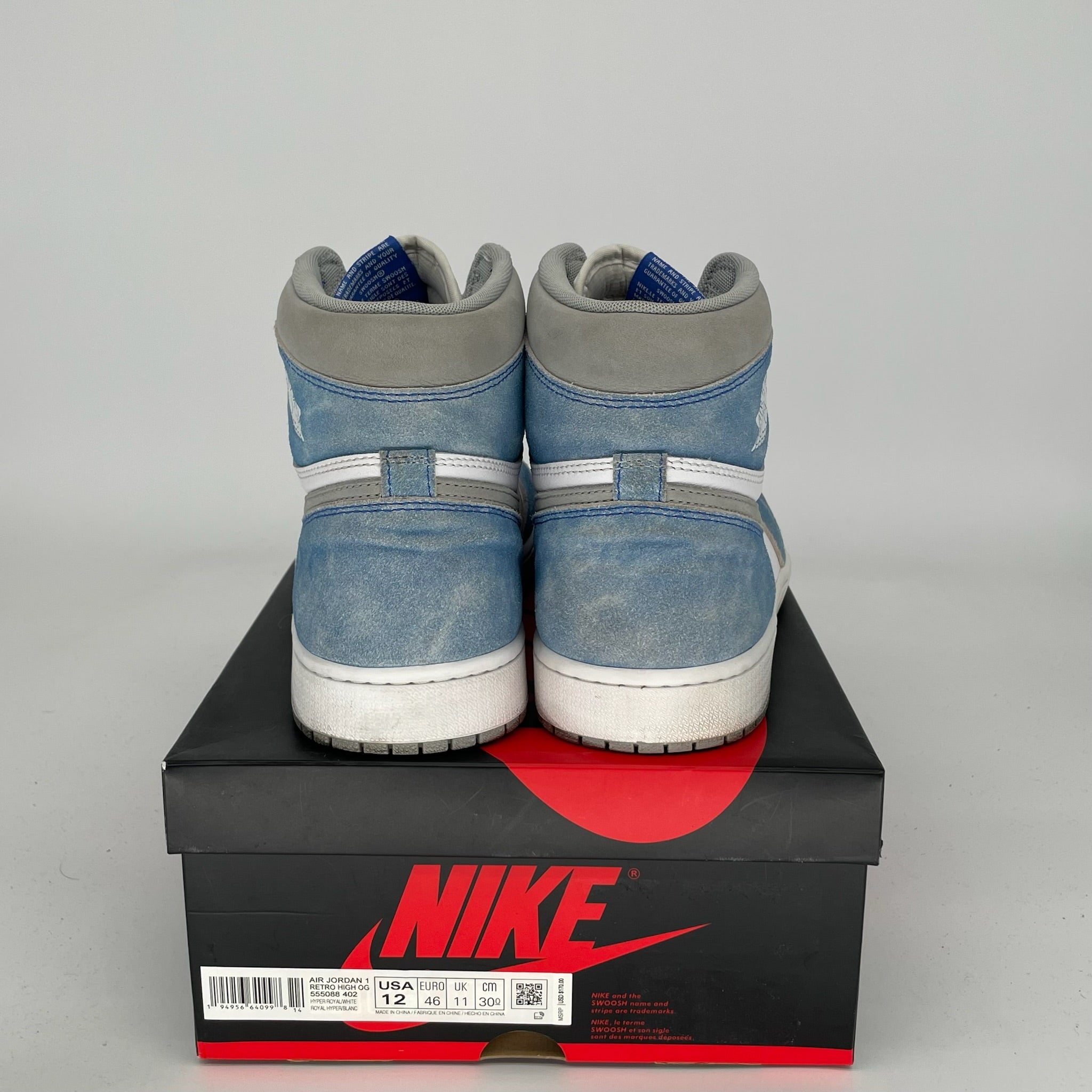Air Jordan 1 Hyper Royal Sneakers - Size 12 Men's Basketball Shoes (555088-402) - Perfect for Streetwear, Casual Outfits & Sneaker Collectors