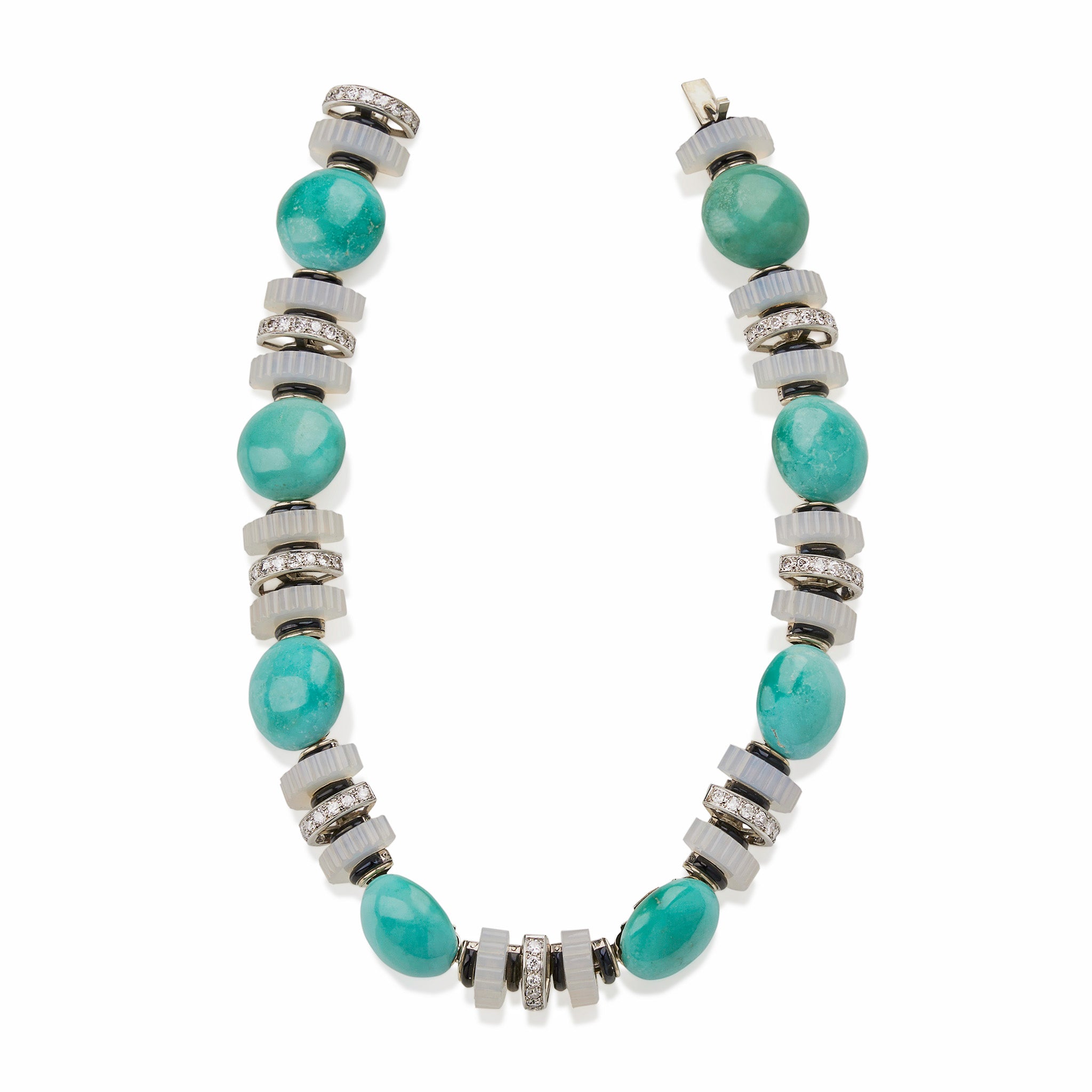 Mauboussin Turquoise, Chalcedony & Diamond Necklace for Women | Elegant Jewelry Gift for Anniversary, Wedding & Special Occasions