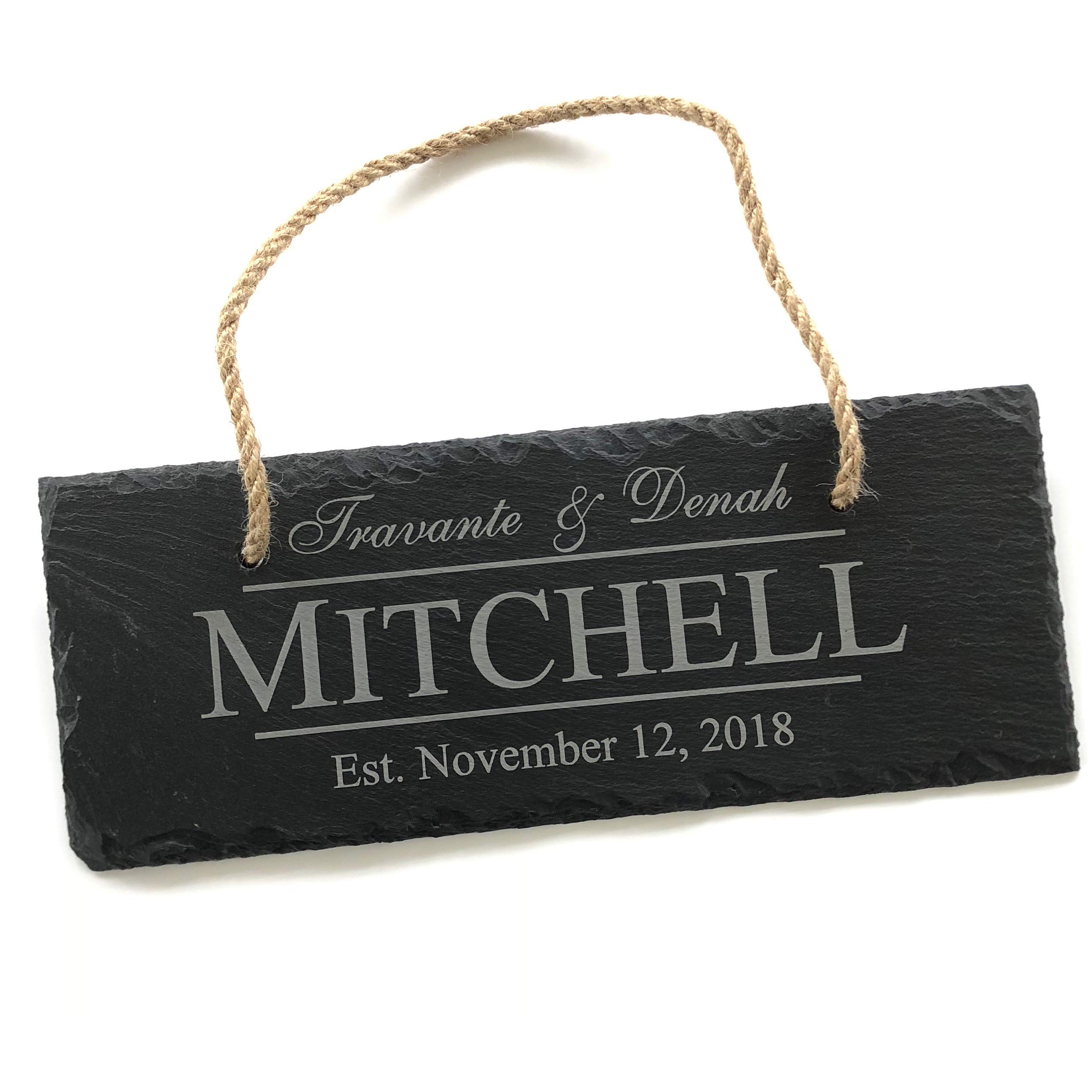 Custom Engraved Slate House Sign with Numbers - 10
